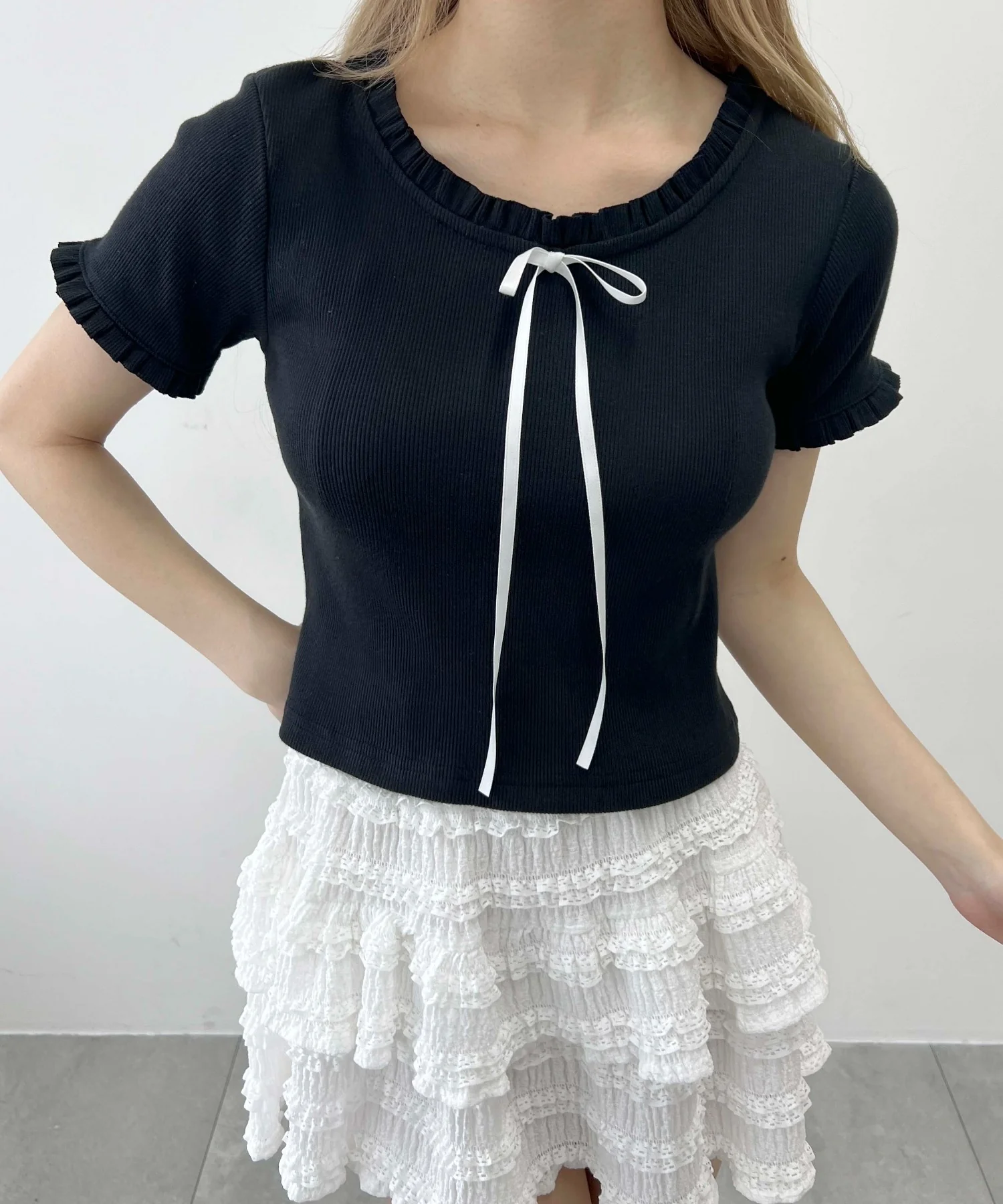 ロングリボンフリルリブTシャツ - Image 12