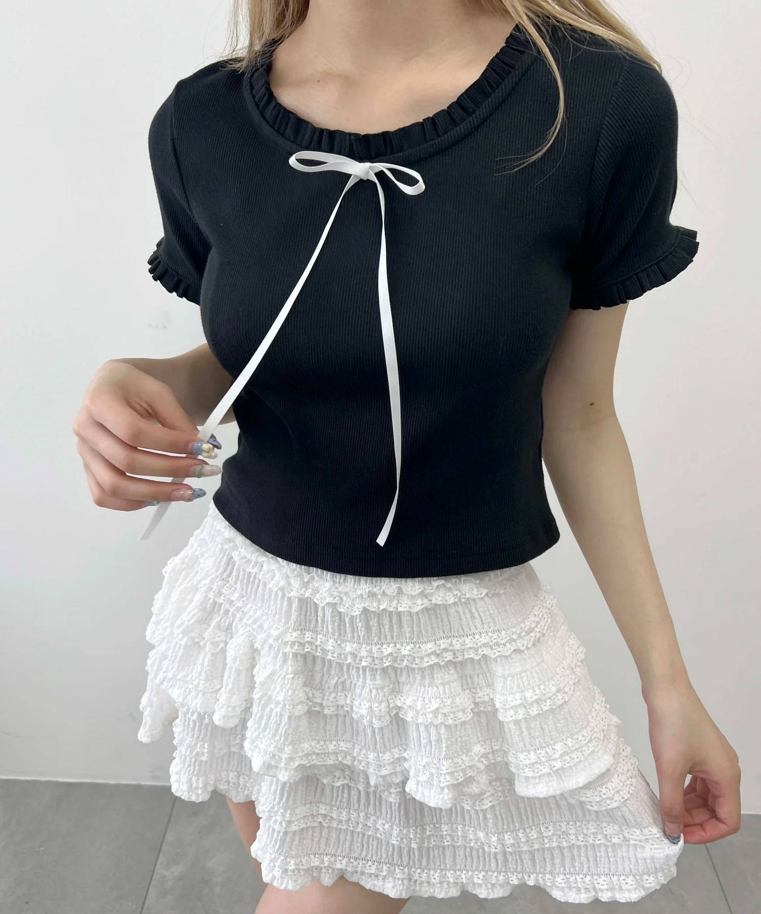ロングリボンフリルリブTシャツ - Image 13
