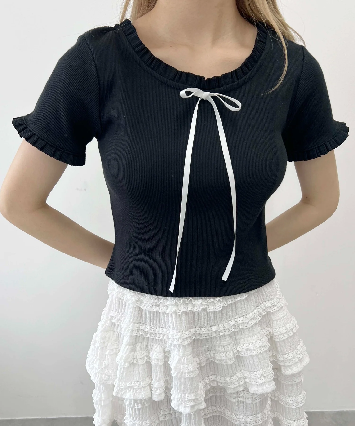 ロングリボンフリルリブTシャツ - Image 14