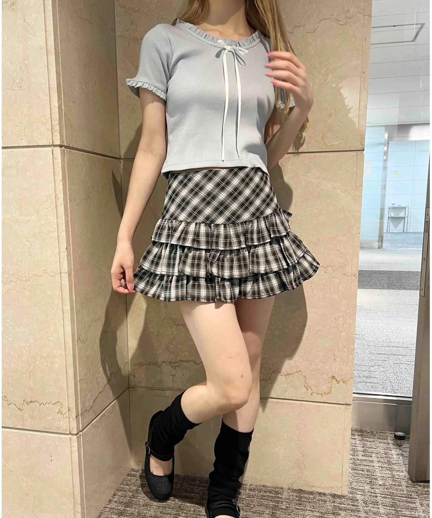 ロングリボンフリルリブTシャツ - Image 8