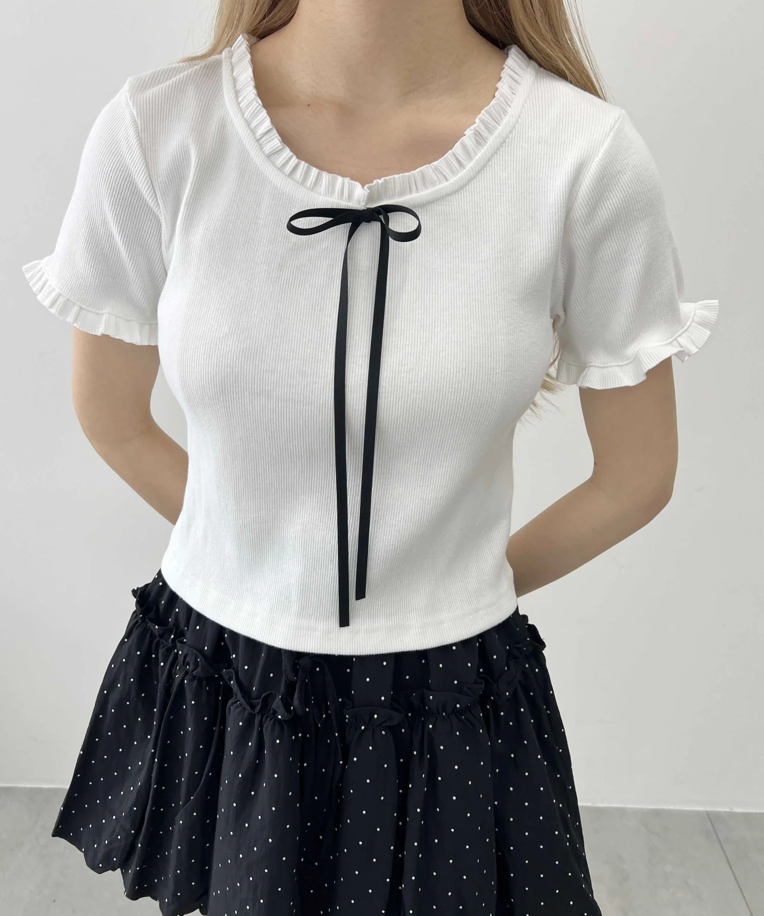 ロングリボンフリルリブTシャツ - Image 9