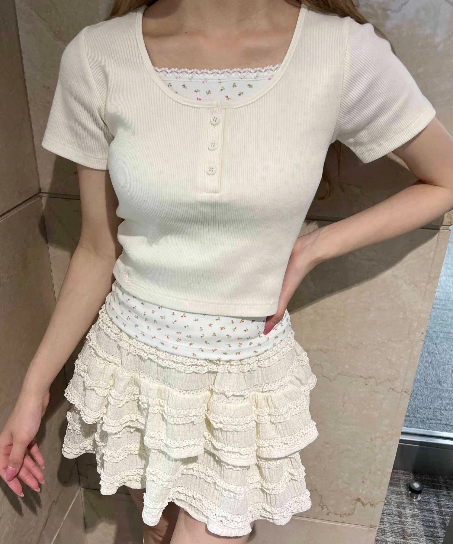 フェイクレイヤードTシャツ - Image 5