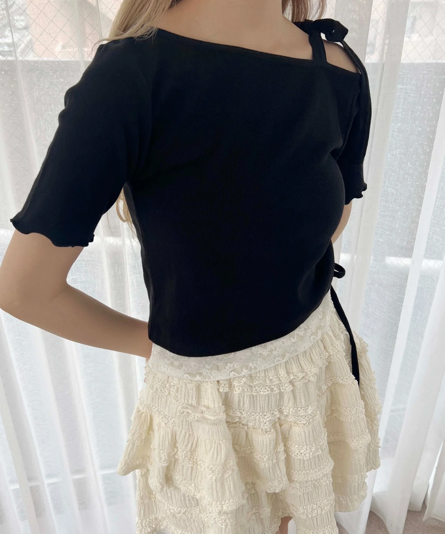レースヘムワンショルトップス - Image 12