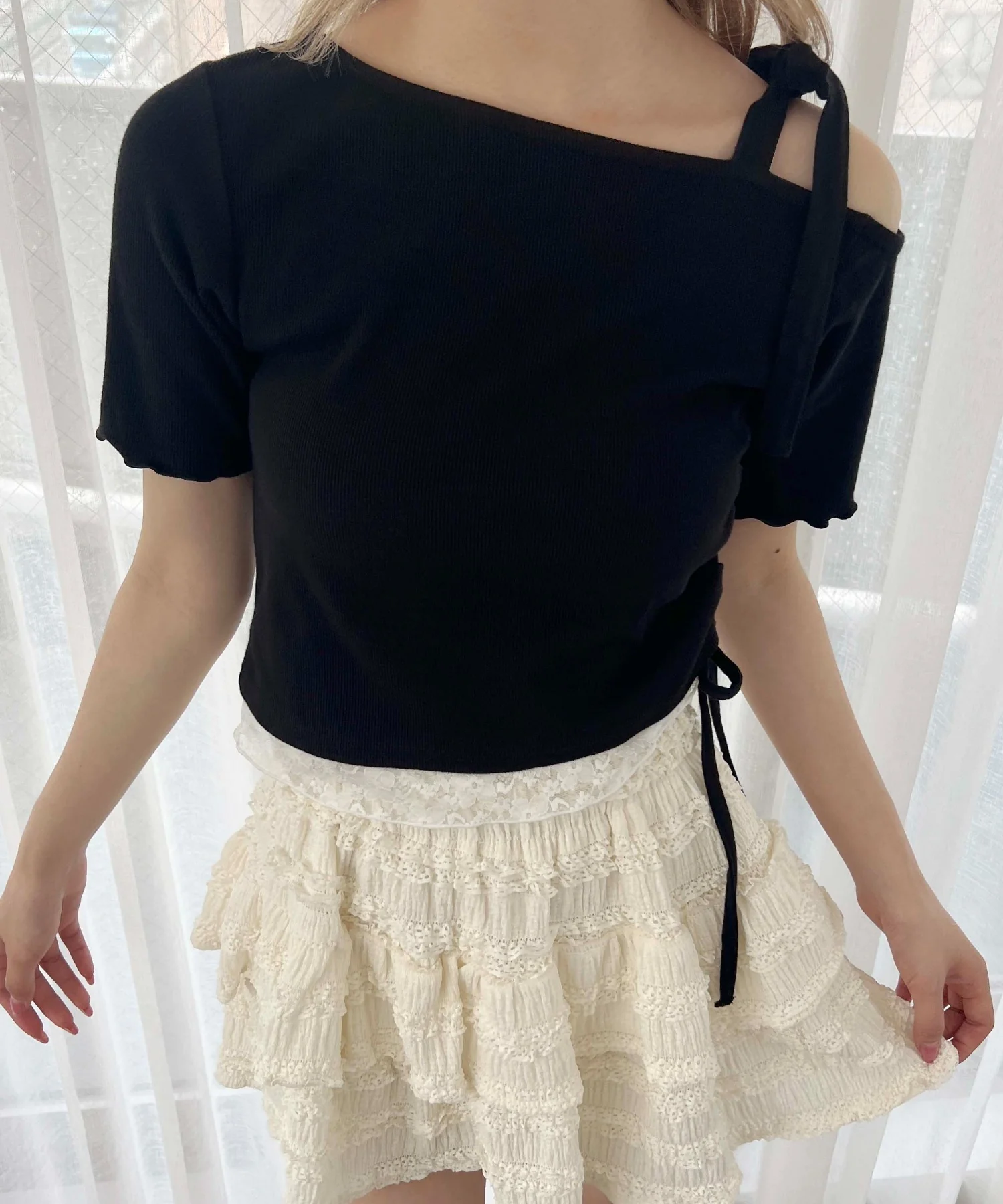 レースヘムワンショルトップス - Image 13