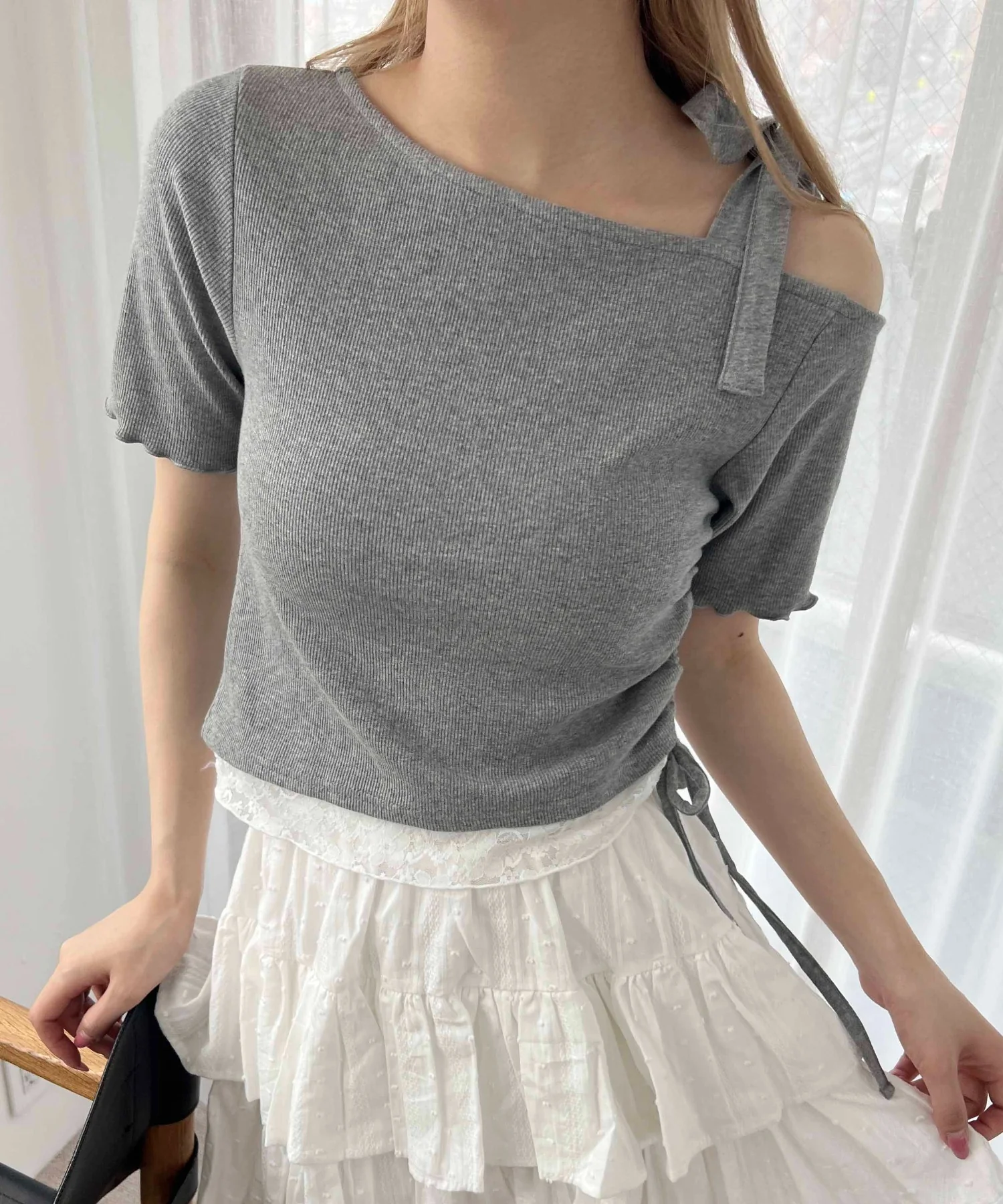 レースヘムワンショルトップス - Image 2