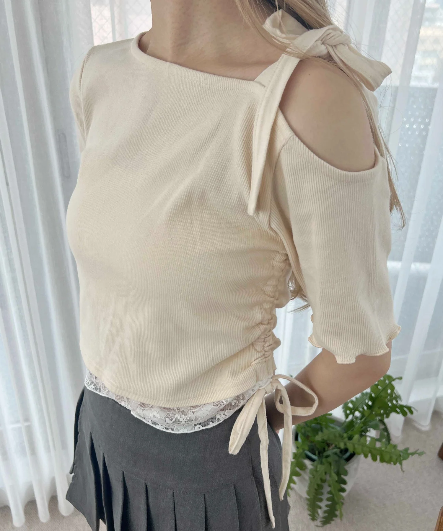 レースヘムワンショルトップス - Image 7