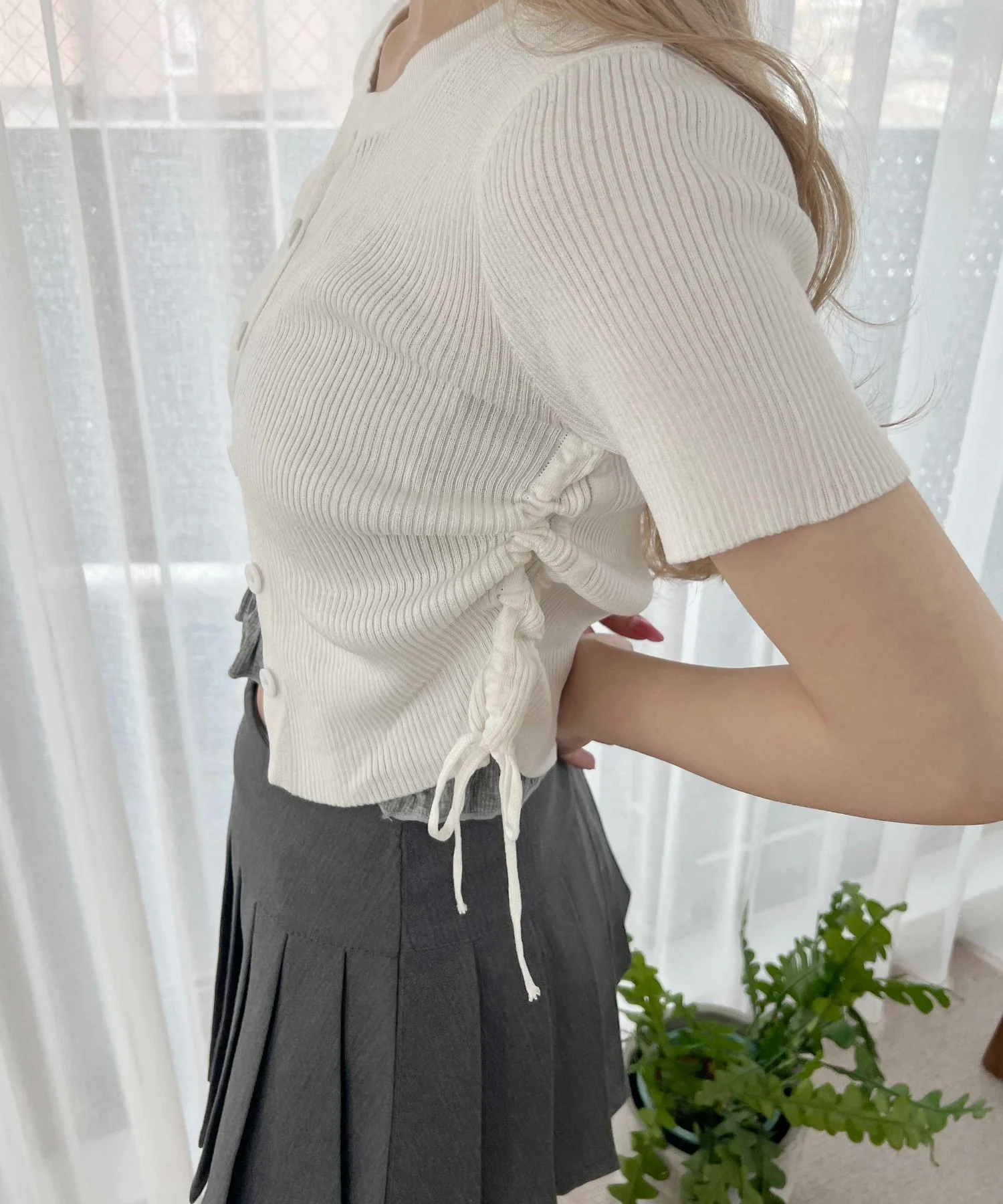 サイドドロスト半袖カーディガン - Image 10