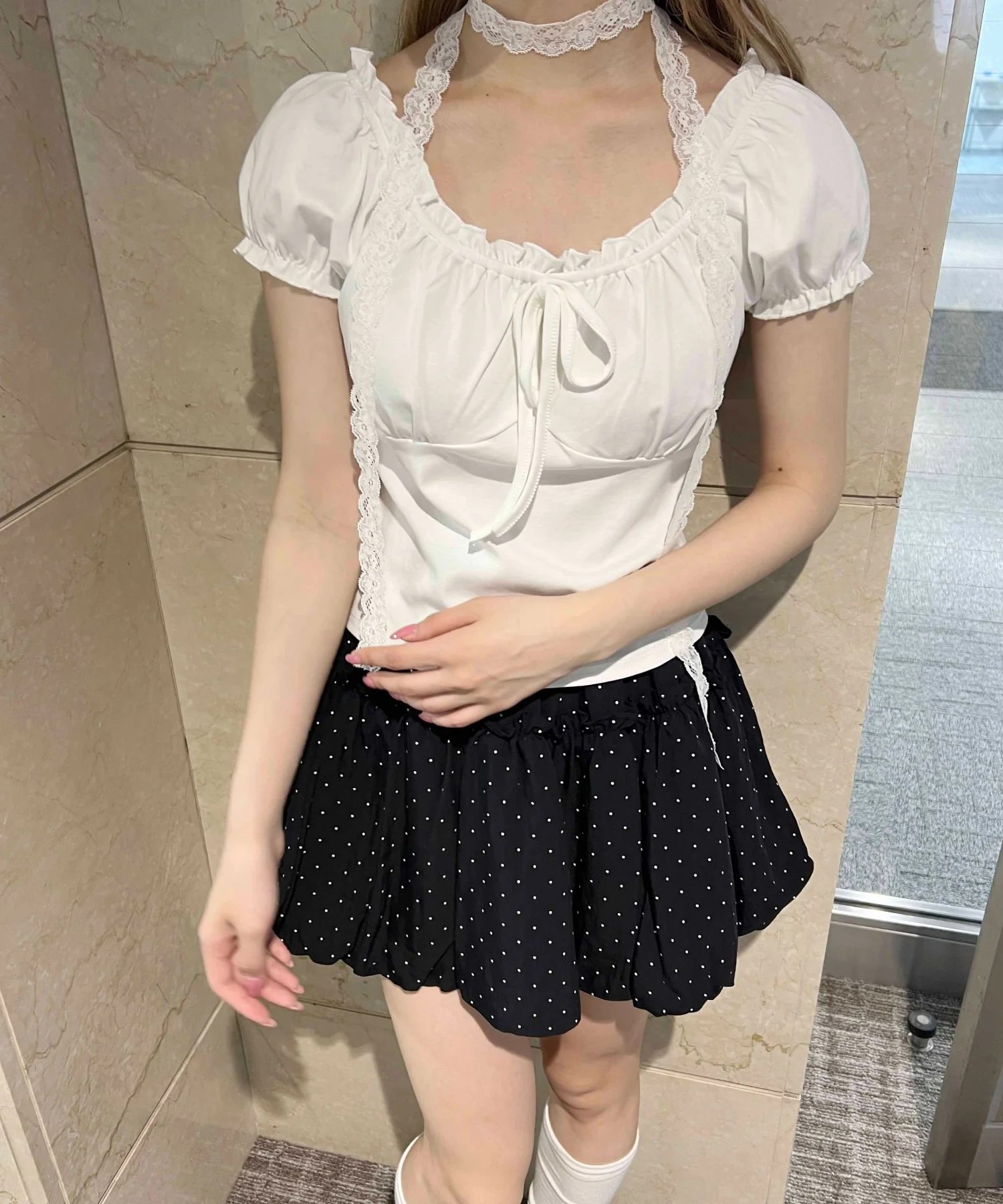 ミニパフスリーブリボンTシャツ - Image 9