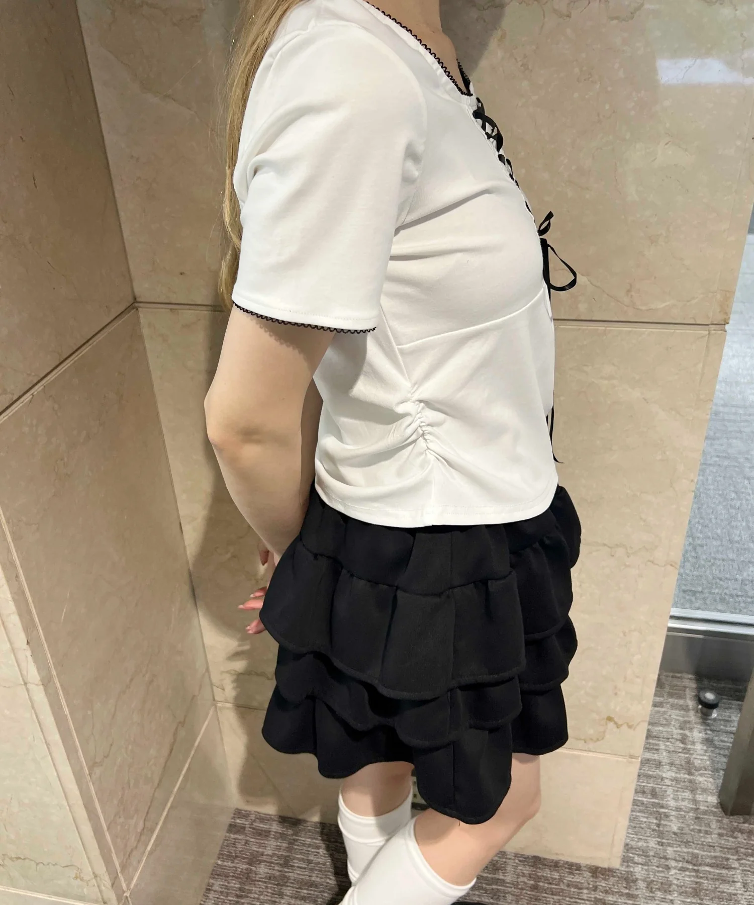 リボンレースアップTシャツ - Image 4