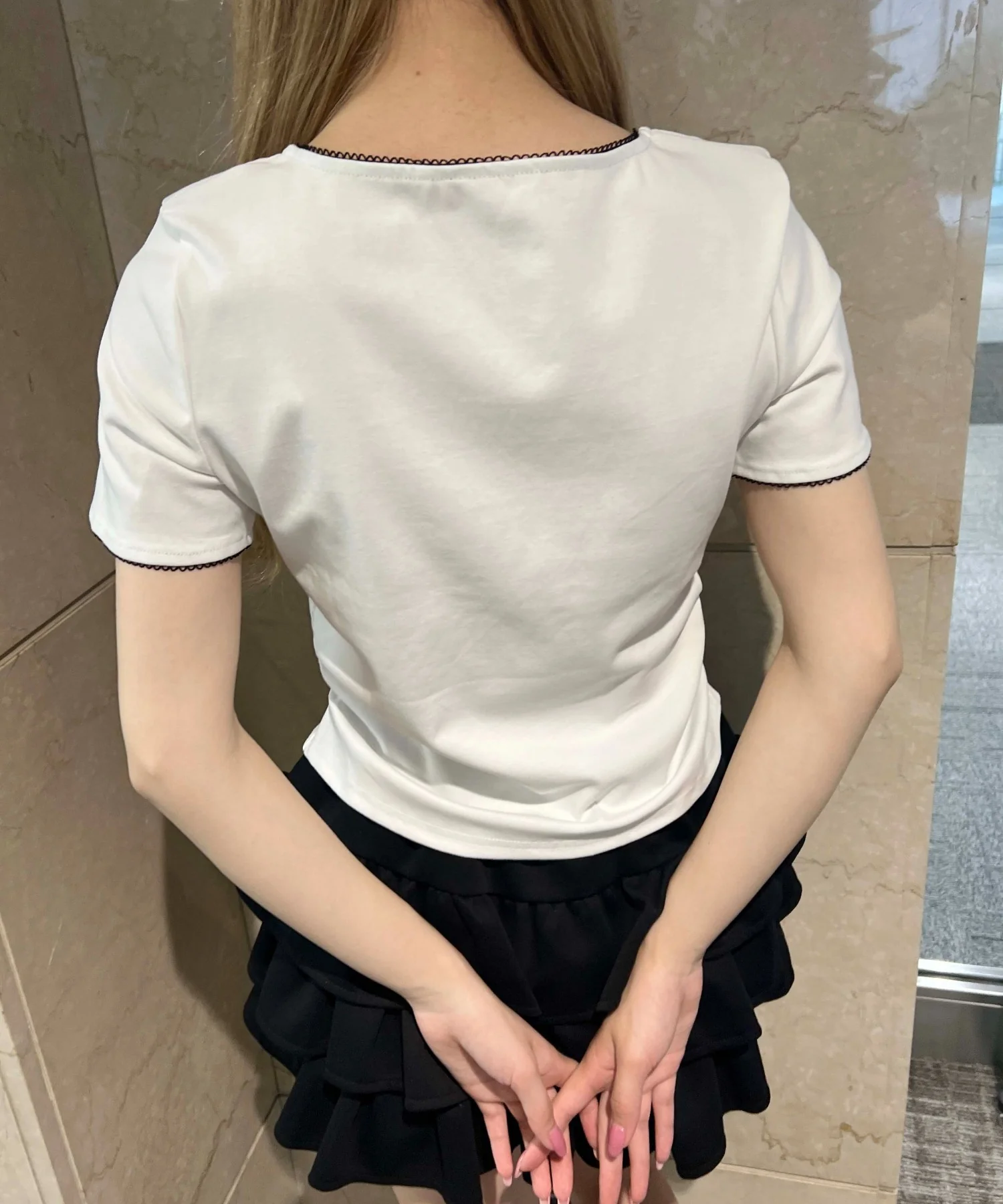 リボンレースアップTシャツ - Image 5