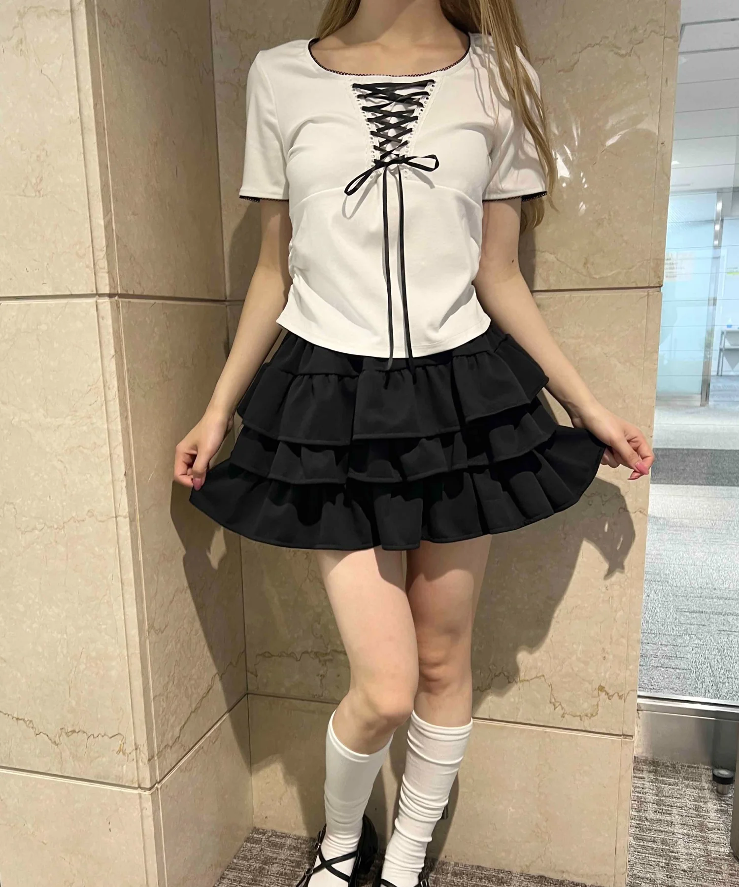 リボンレースアップTシャツ - Image 6