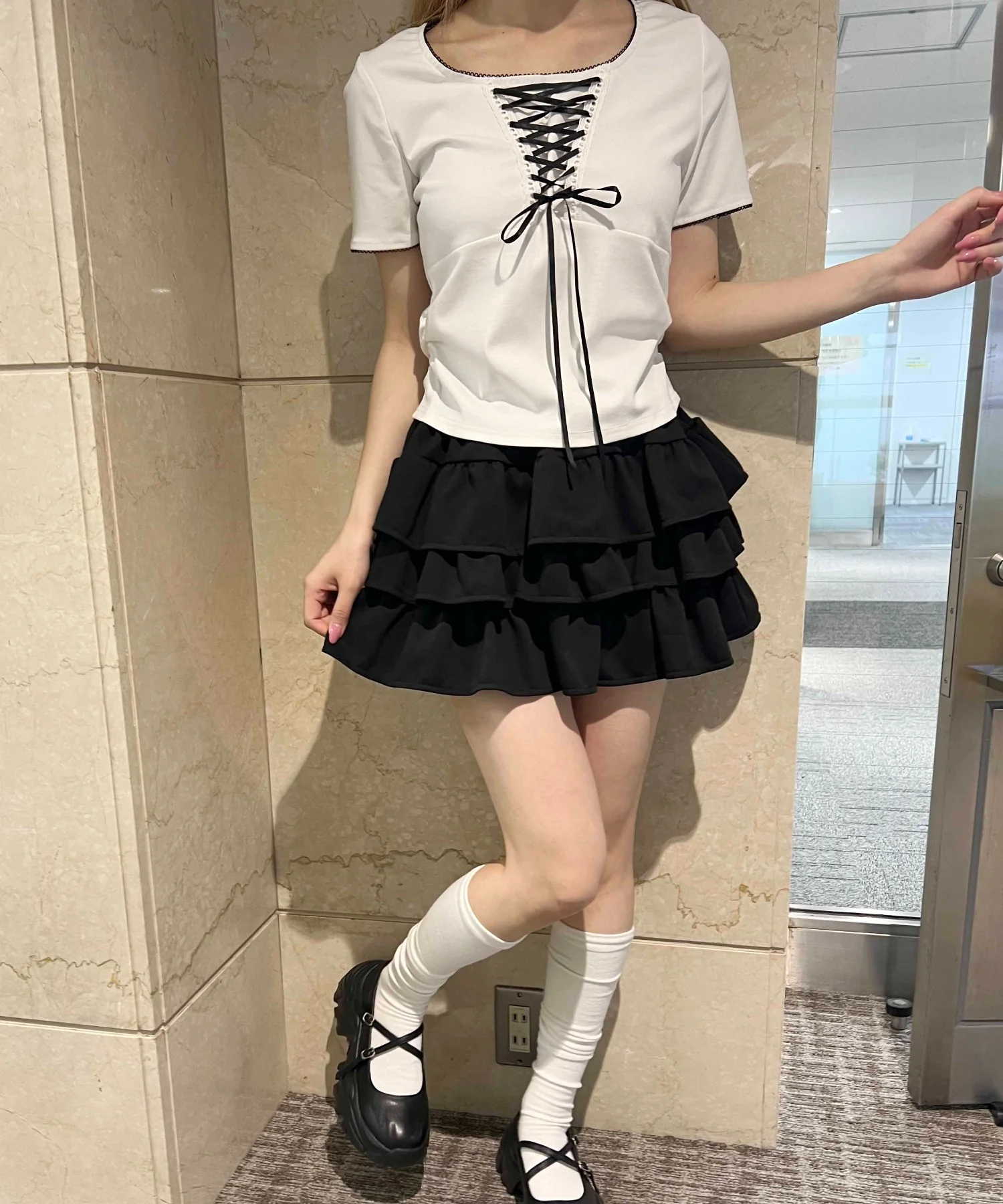 リボンレースアップTシャツ - Image 7
