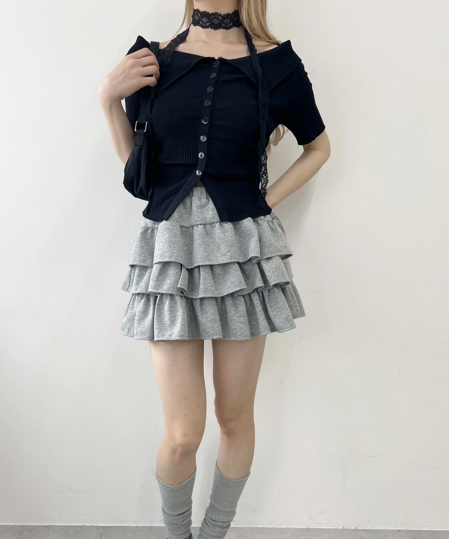 ボタンオフショル半袖トップス - Image 10