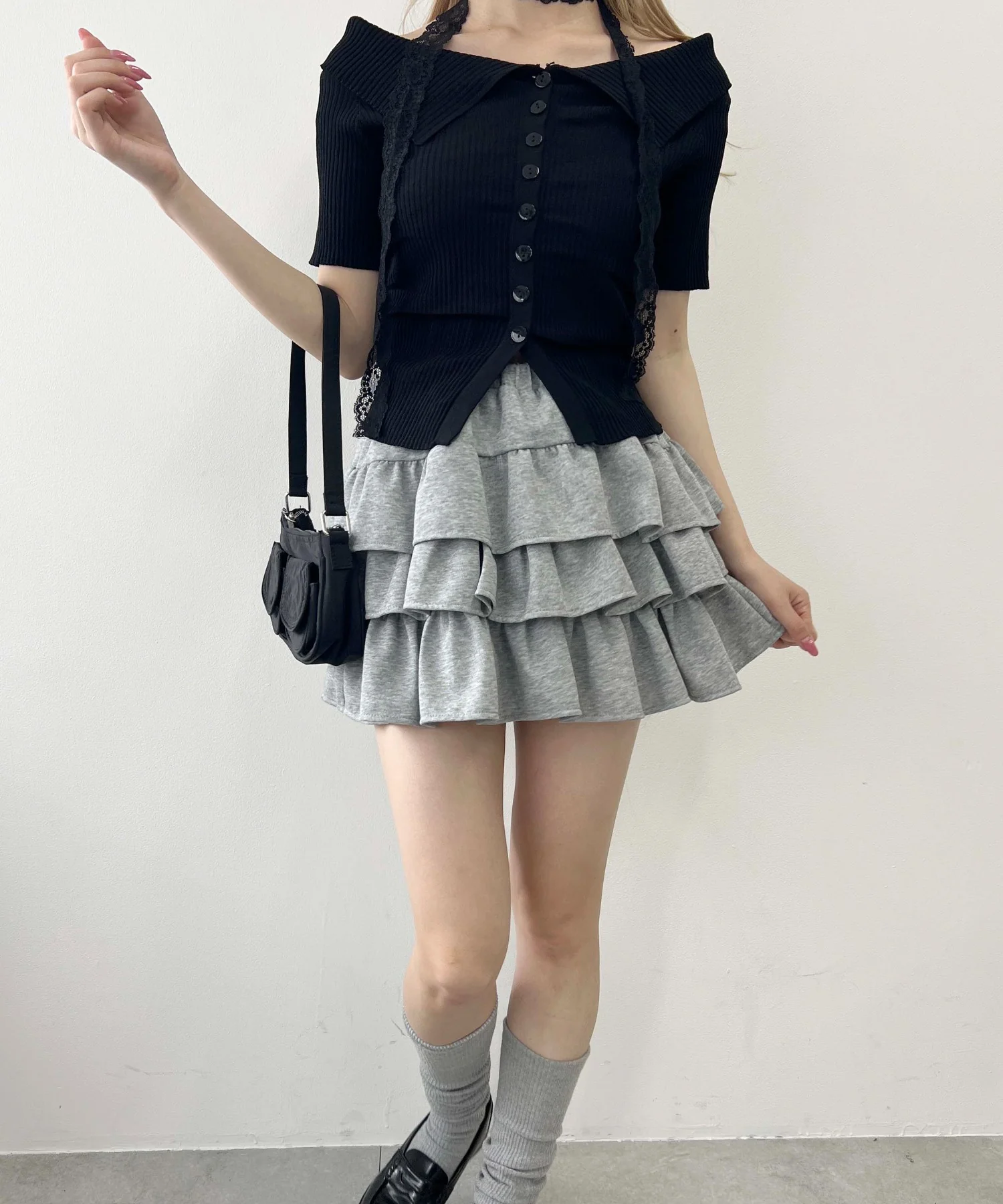 ボタンオフショル半袖トップス - Image 11