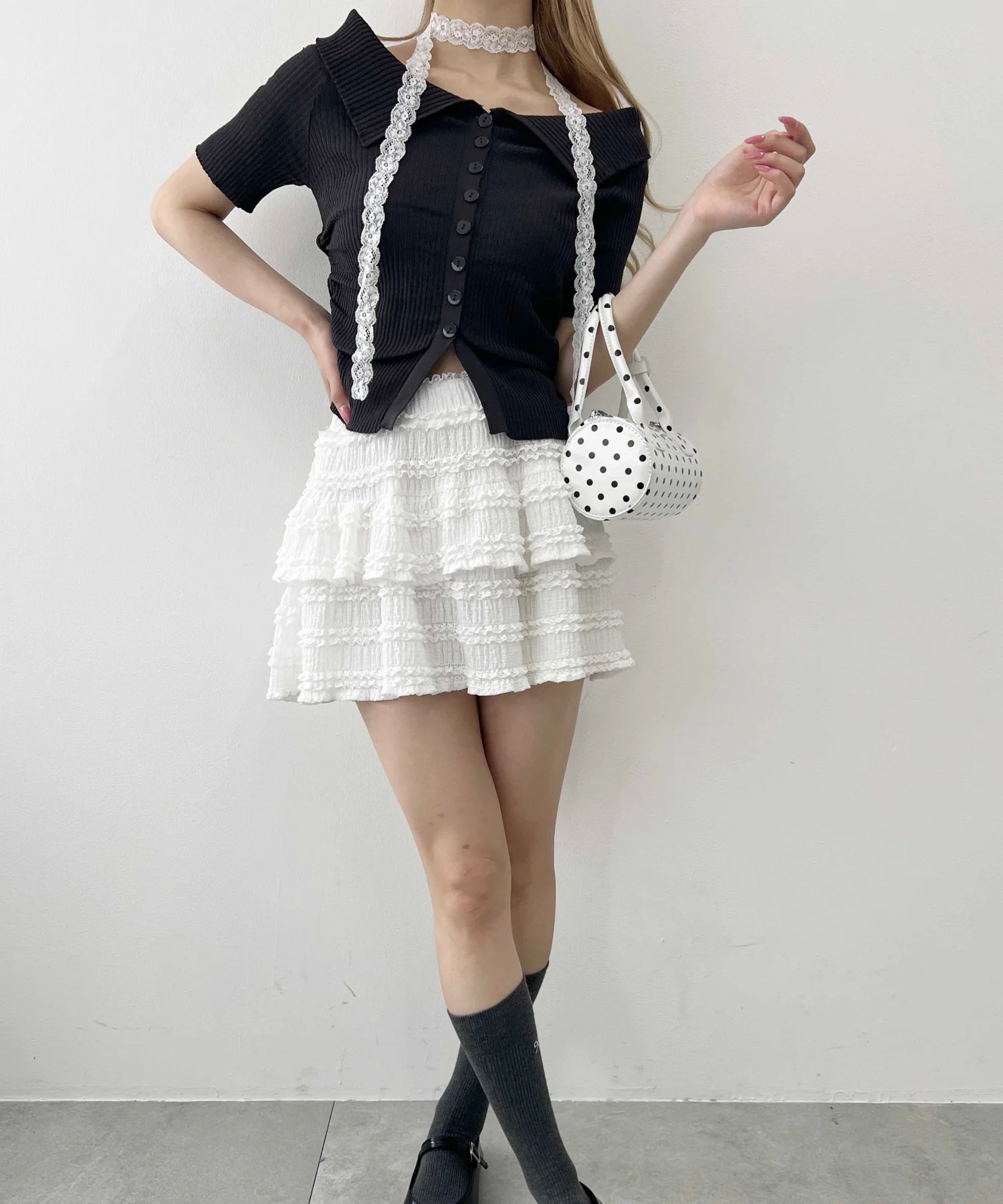 ボタンオフショル半袖トップス - Image 13