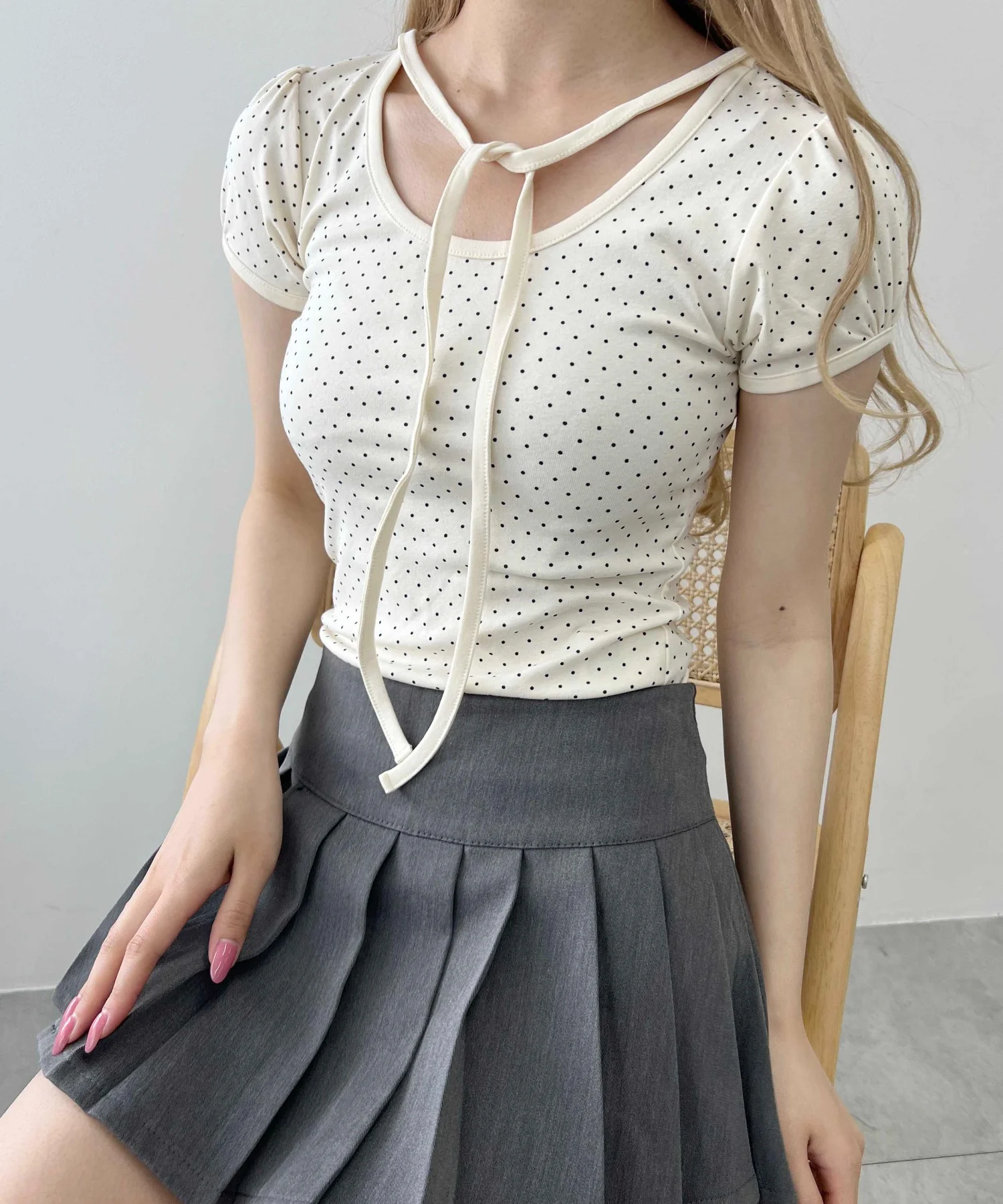 チョーカーデザインドットトップス - Image 7