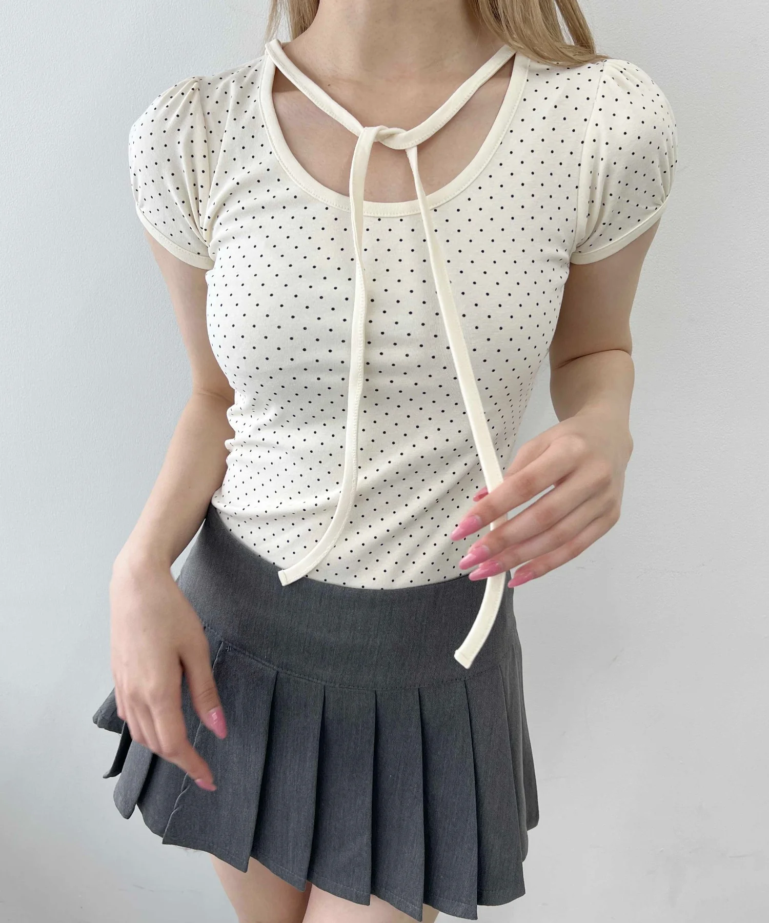 チョーカーデザインドットトップス - Image 9