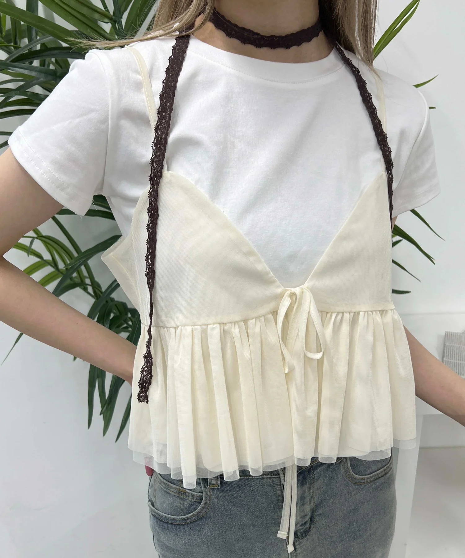 フロントリボンチュールキャミソール - Image 3