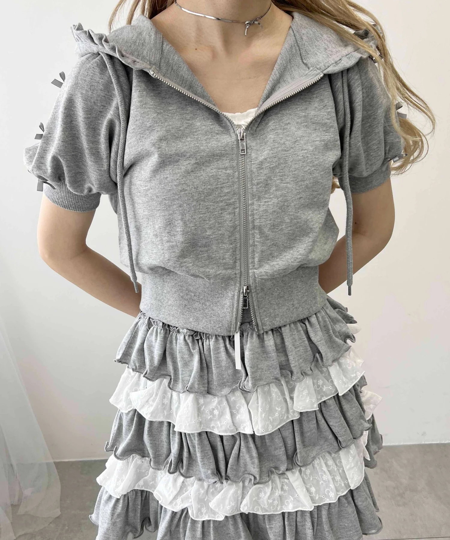 ミニリボン半袖カットパーカー - Image 18