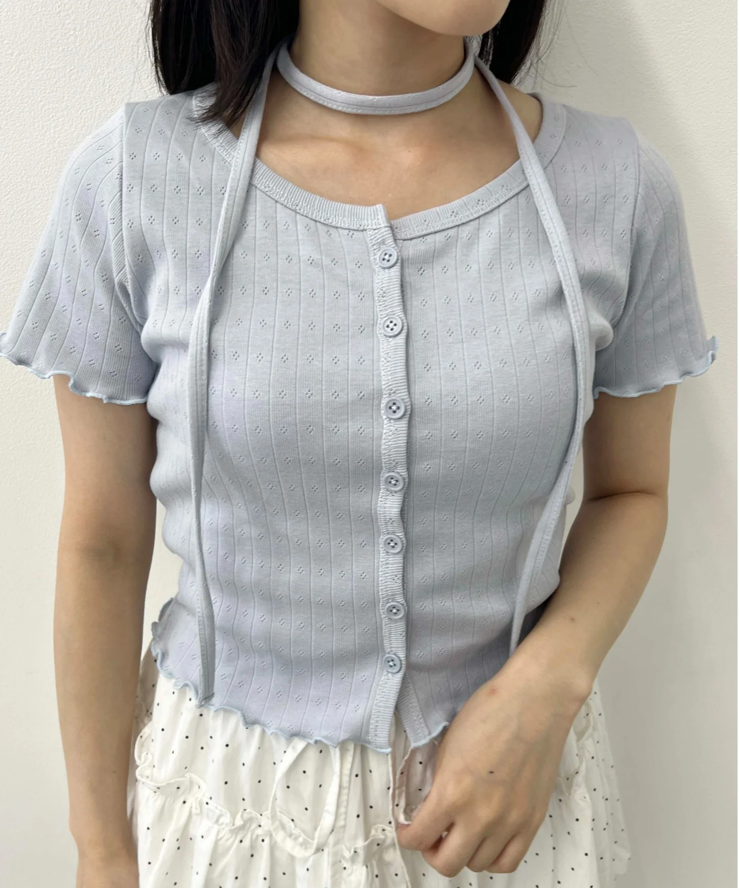 チョーカーセット半袖カーディガン - Image 6