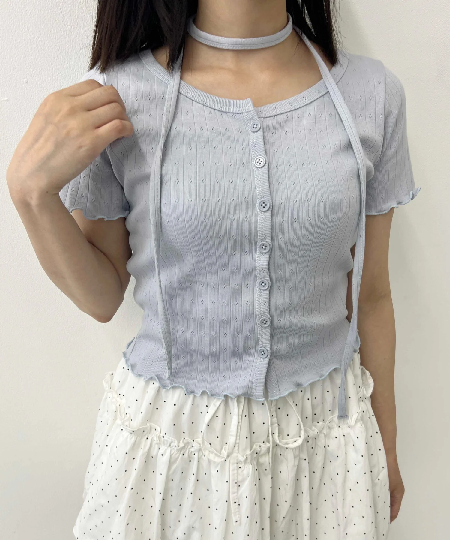 チョーカーセット半袖カーディガン - Image 9