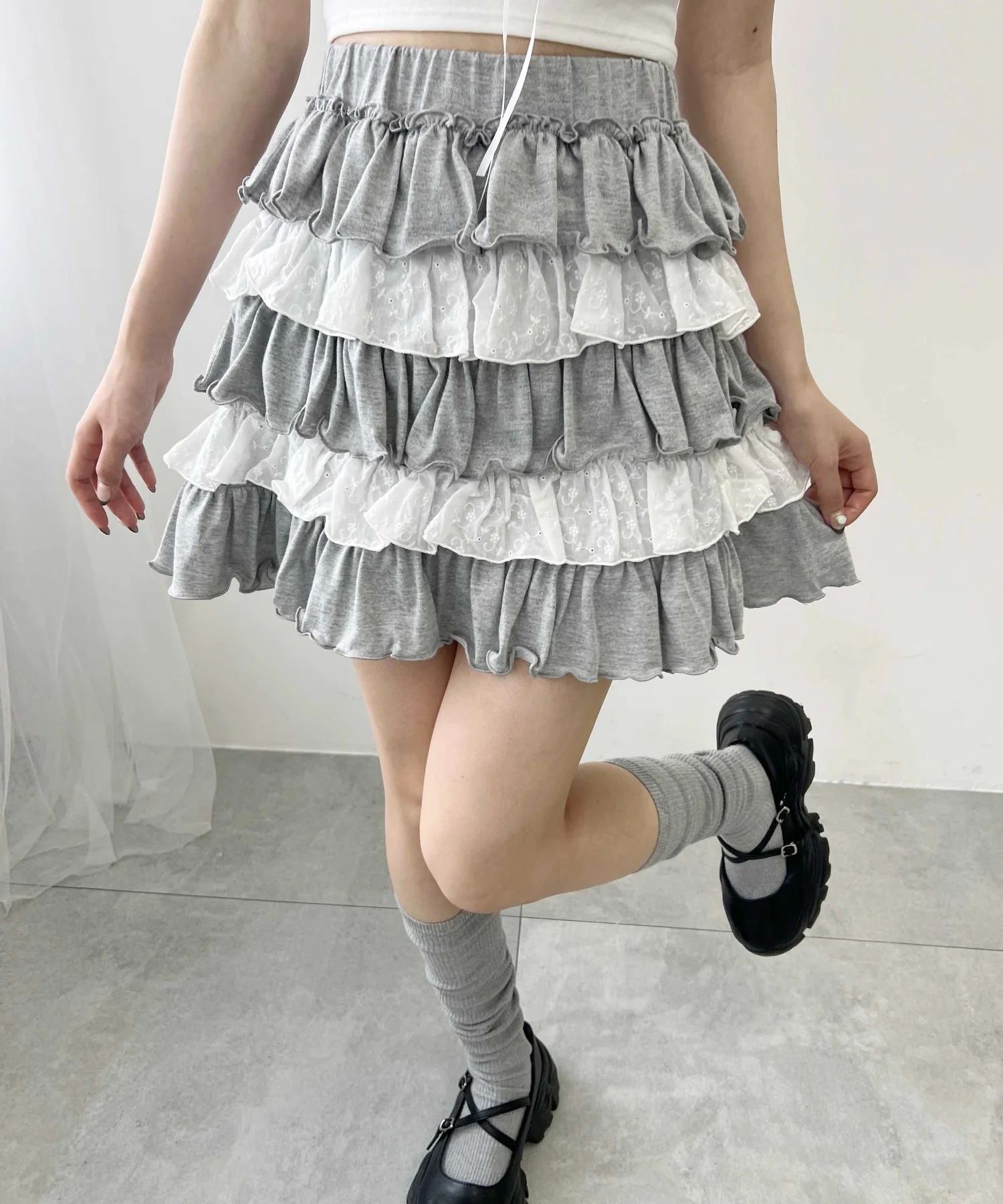 カットレースメロウティアードミニスカート - Image 5