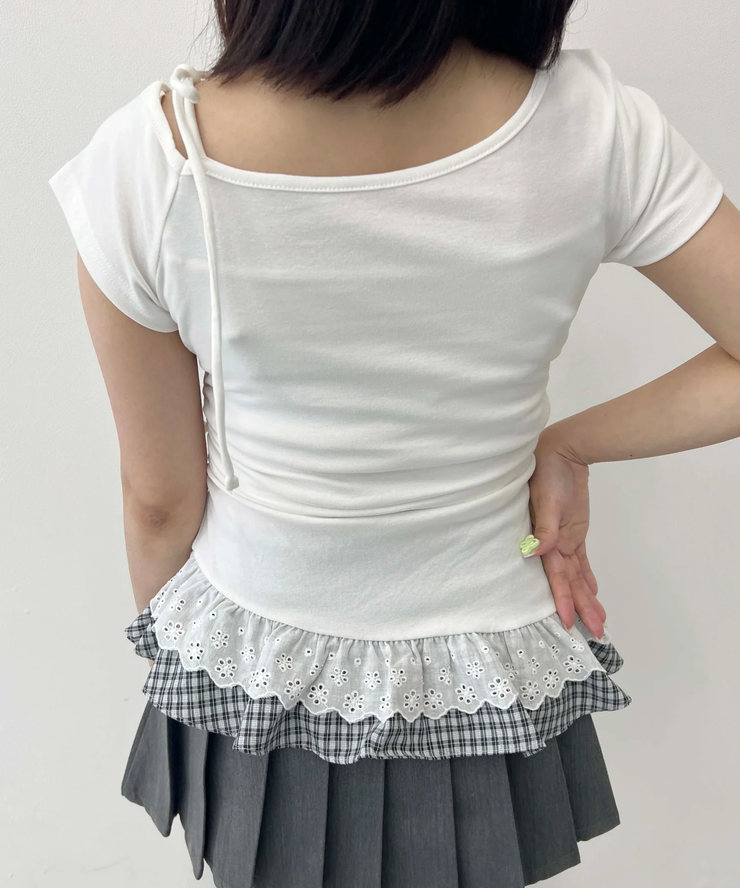 レースヘムショルダーリボントップス - Image 11