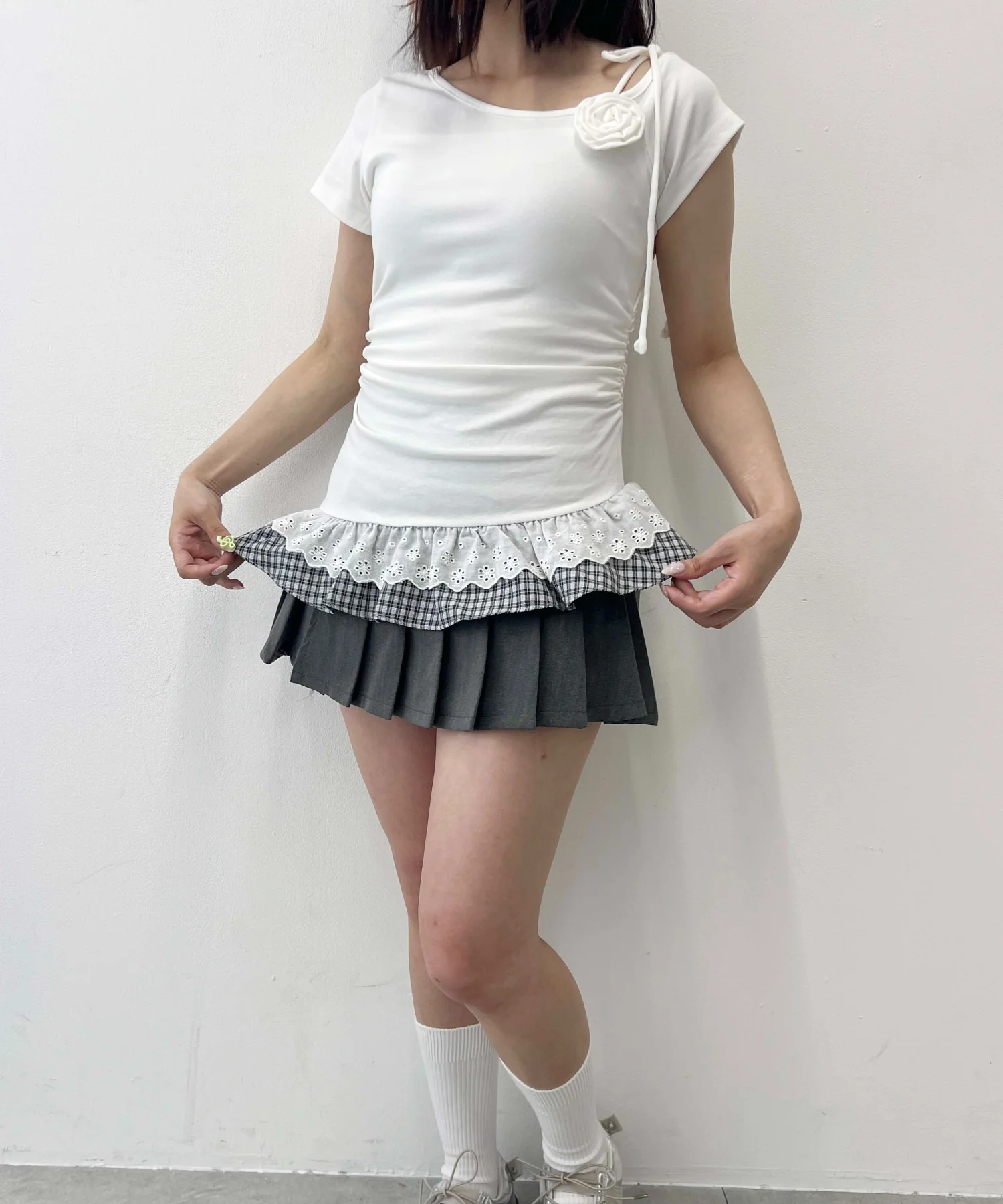 レースヘムショルダーリボントップス - Image 12
