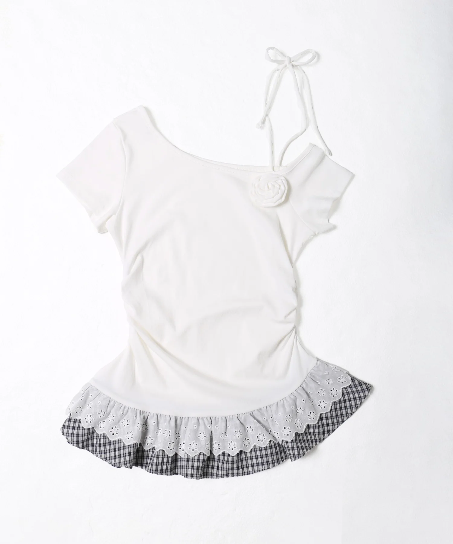 レースヘムショルダーリボントップス - Image 18