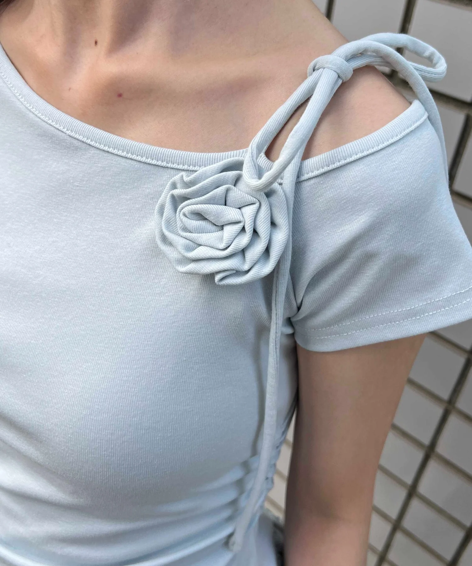 レースヘムショルダーリボントップス - Image 6