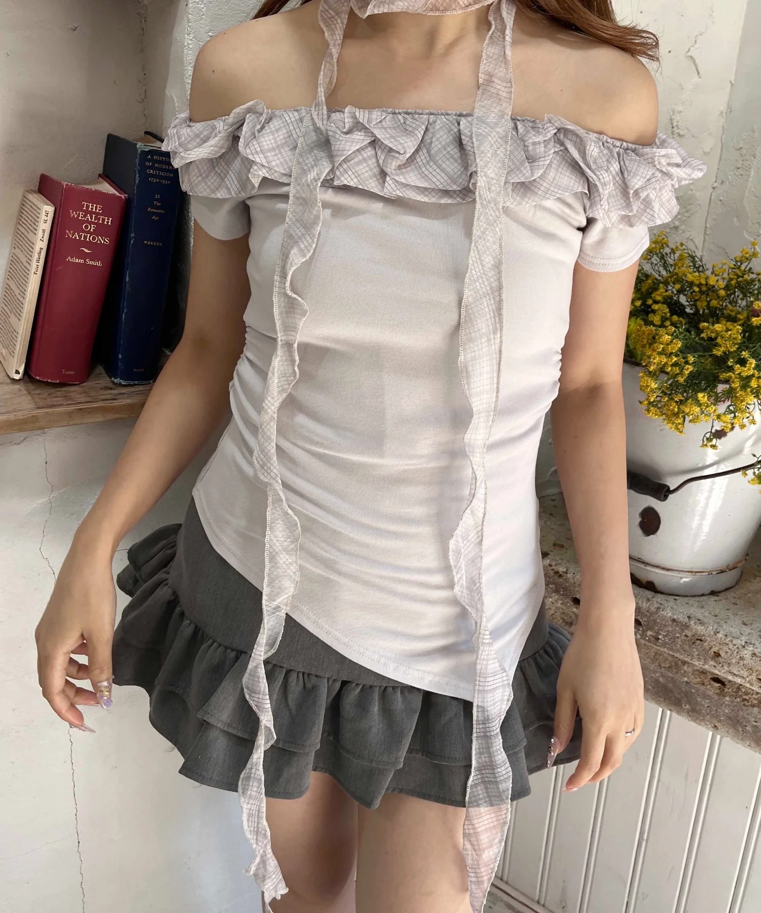 チェックチョーカーセットフリルTシャツ - Image 4