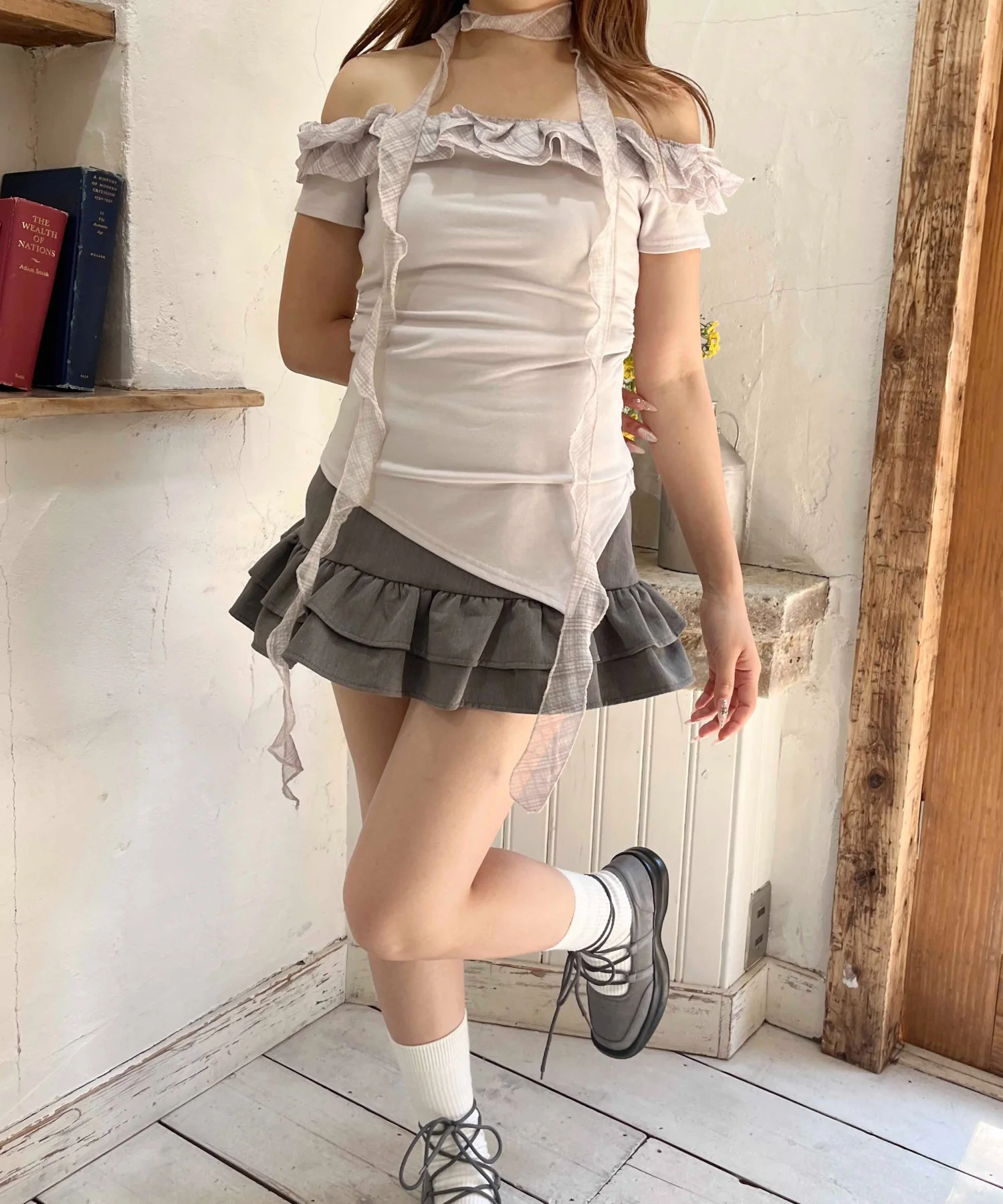 チェックチョーカーセットフリルTシャツ - Image 5