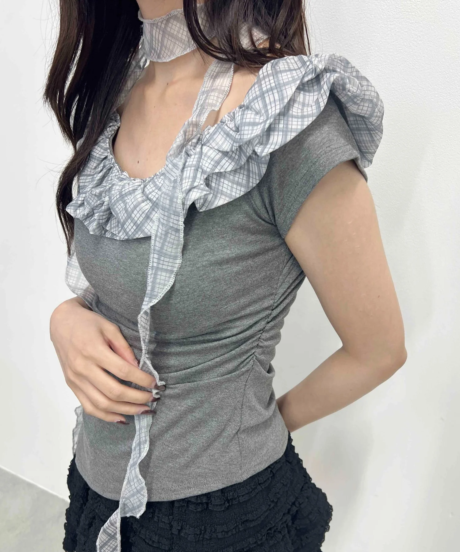 チェックチョーカーセットフリルTシャツ - Image 8