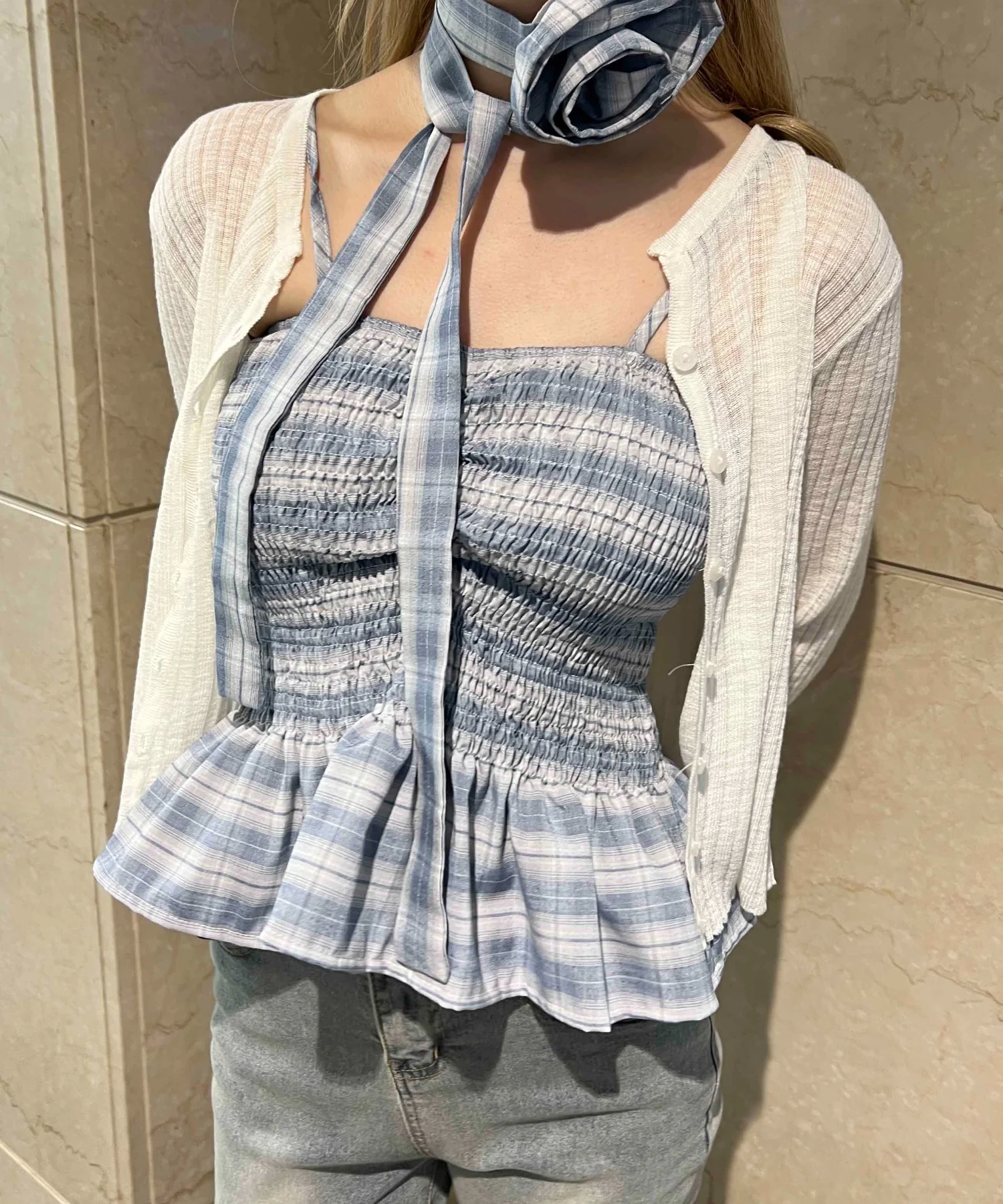 ローズチョーカーセットチェックベアトップ - Image 3