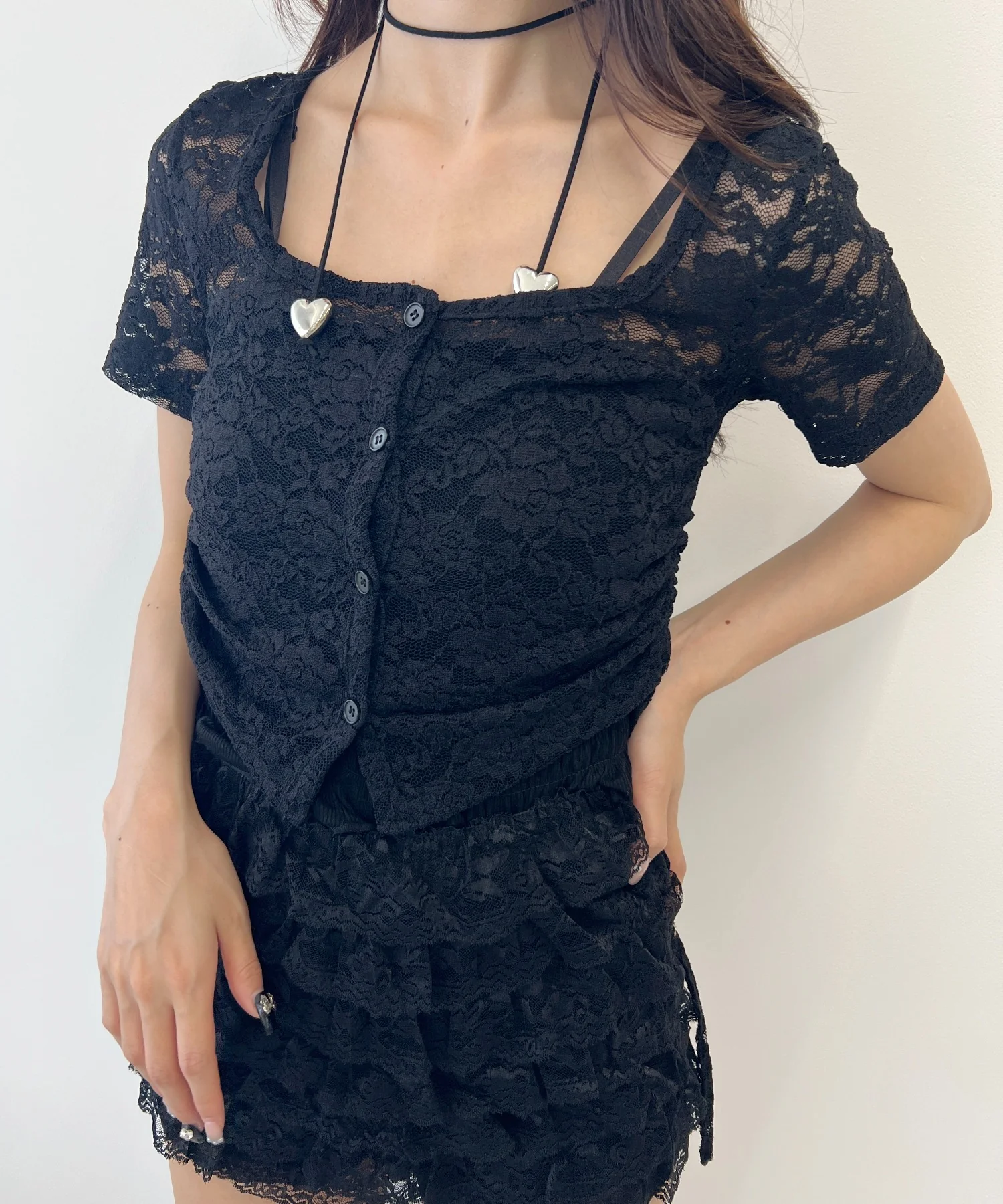 レースドロスト半袖カーディガン - Image 12