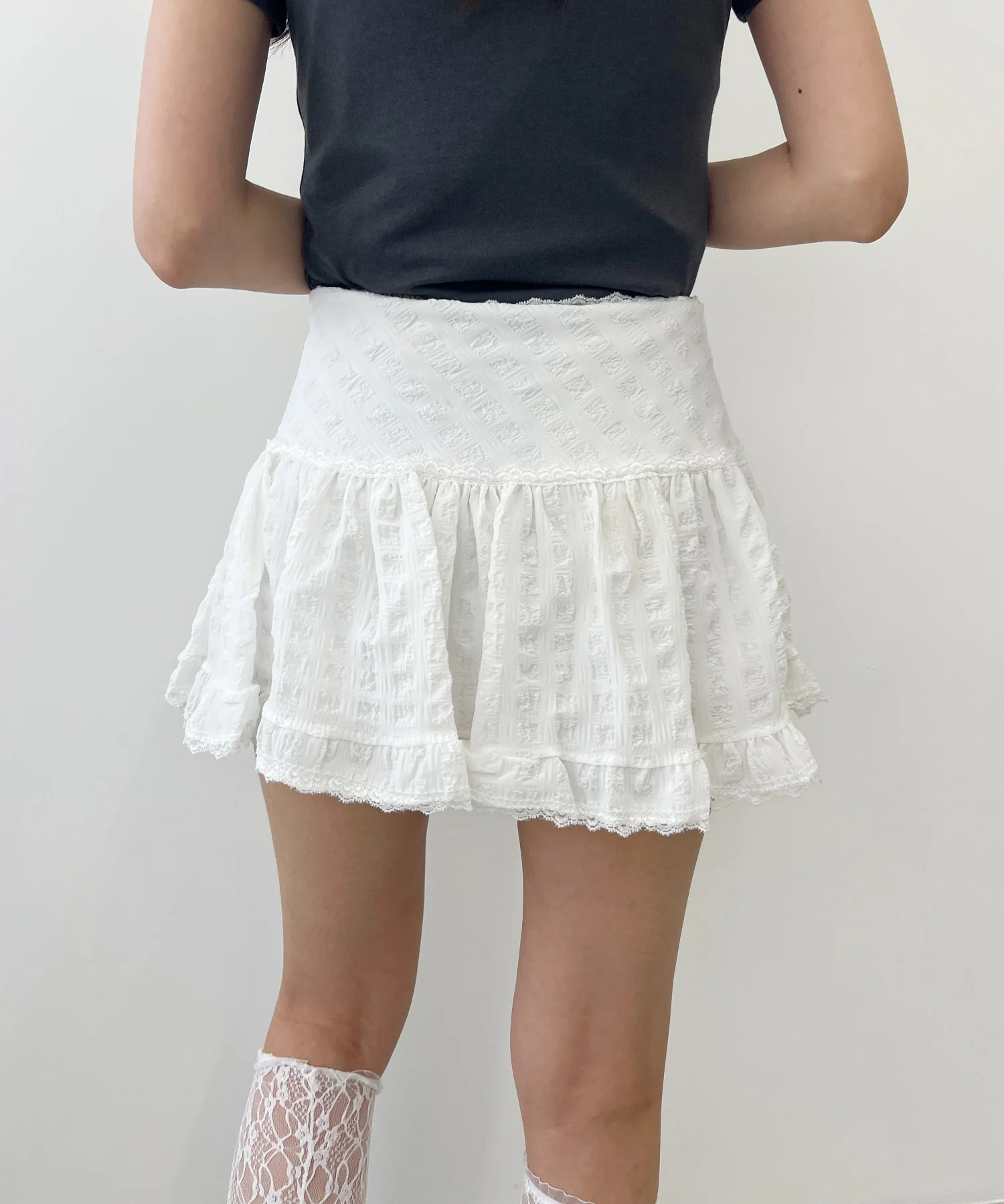 レースパイピングミニスカート - Image 6