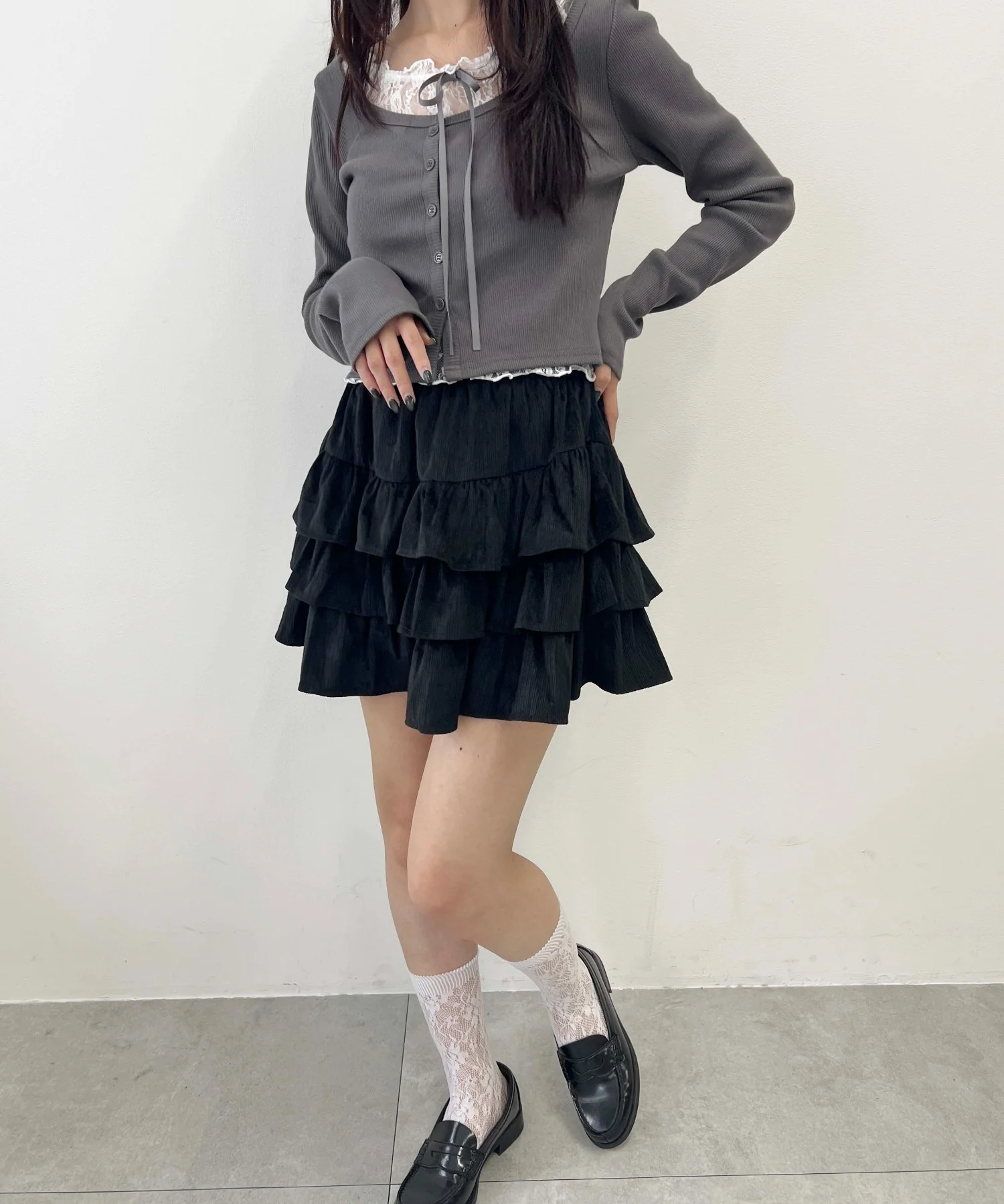 コーデュロイ3段ティアードスカート - Image 11