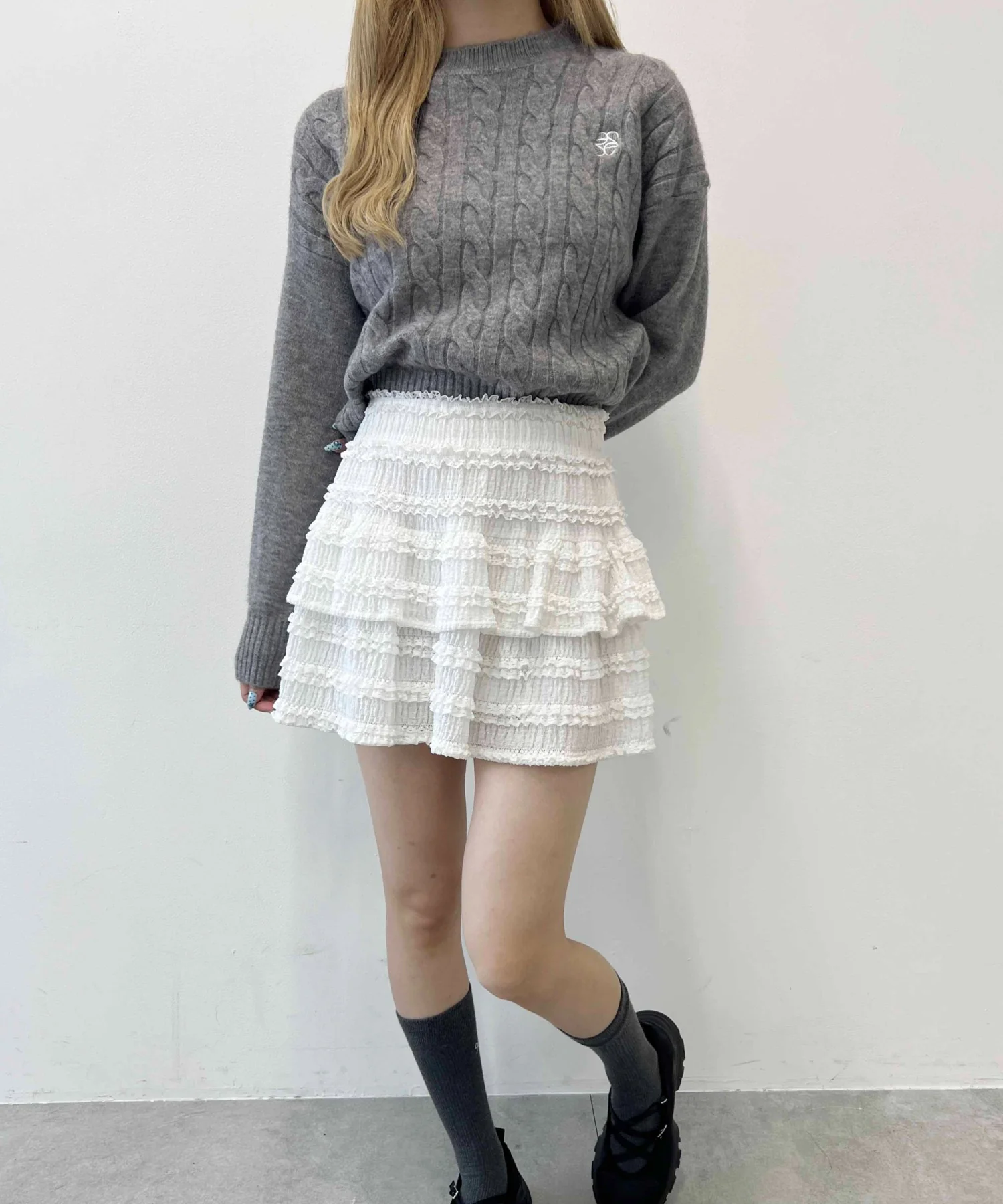 ワンポイントケーブルショートニット - Image 12