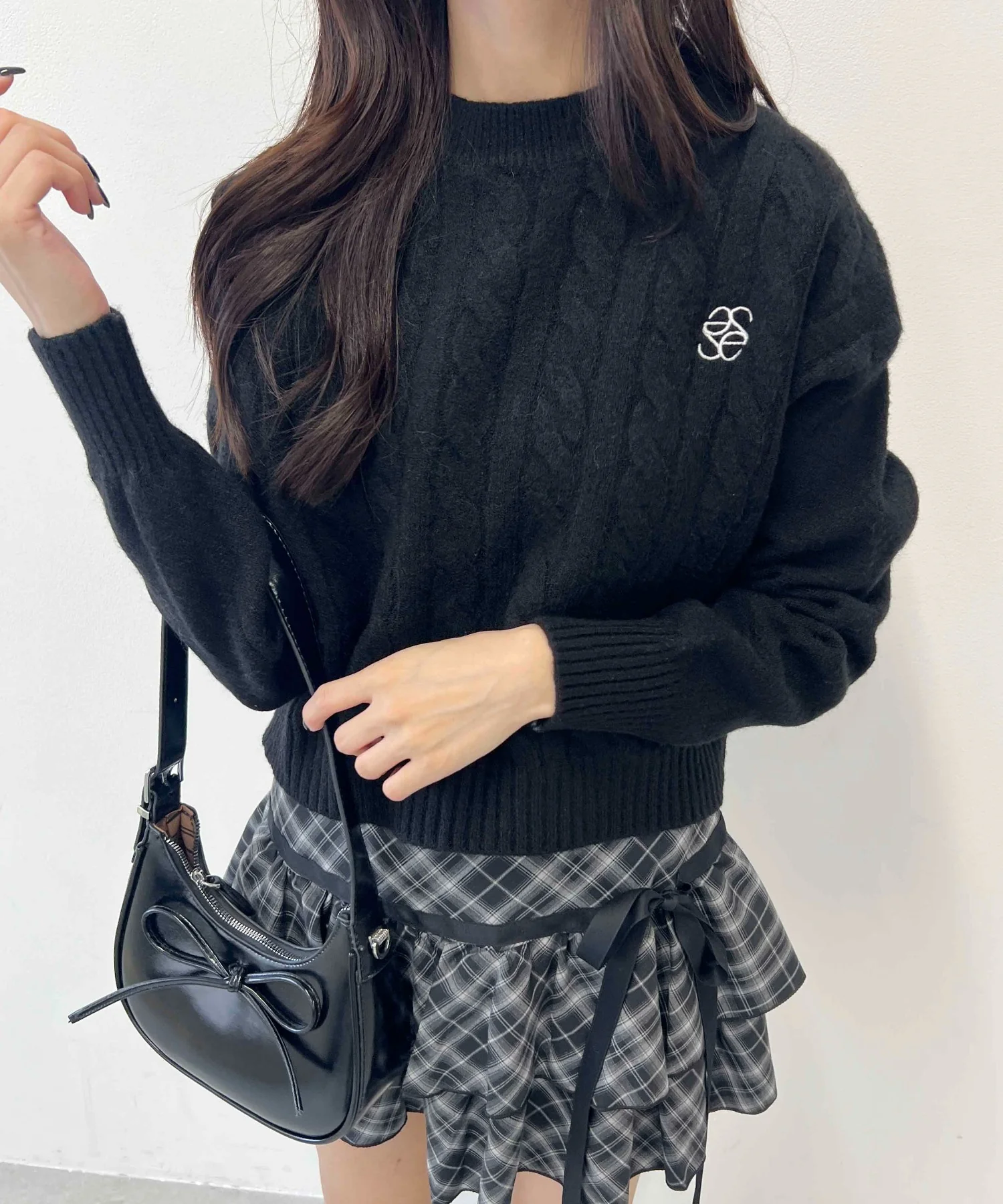ワンポイントケーブルショートニット - Image 13
