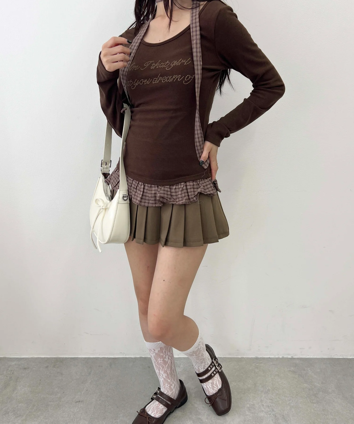 チョーカーセットチェックヘムフリルトップス - Image 6