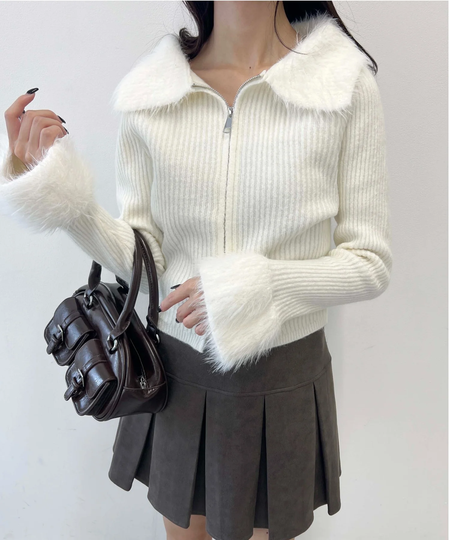 フェザーキリカエWジップカーディガン - Image 3