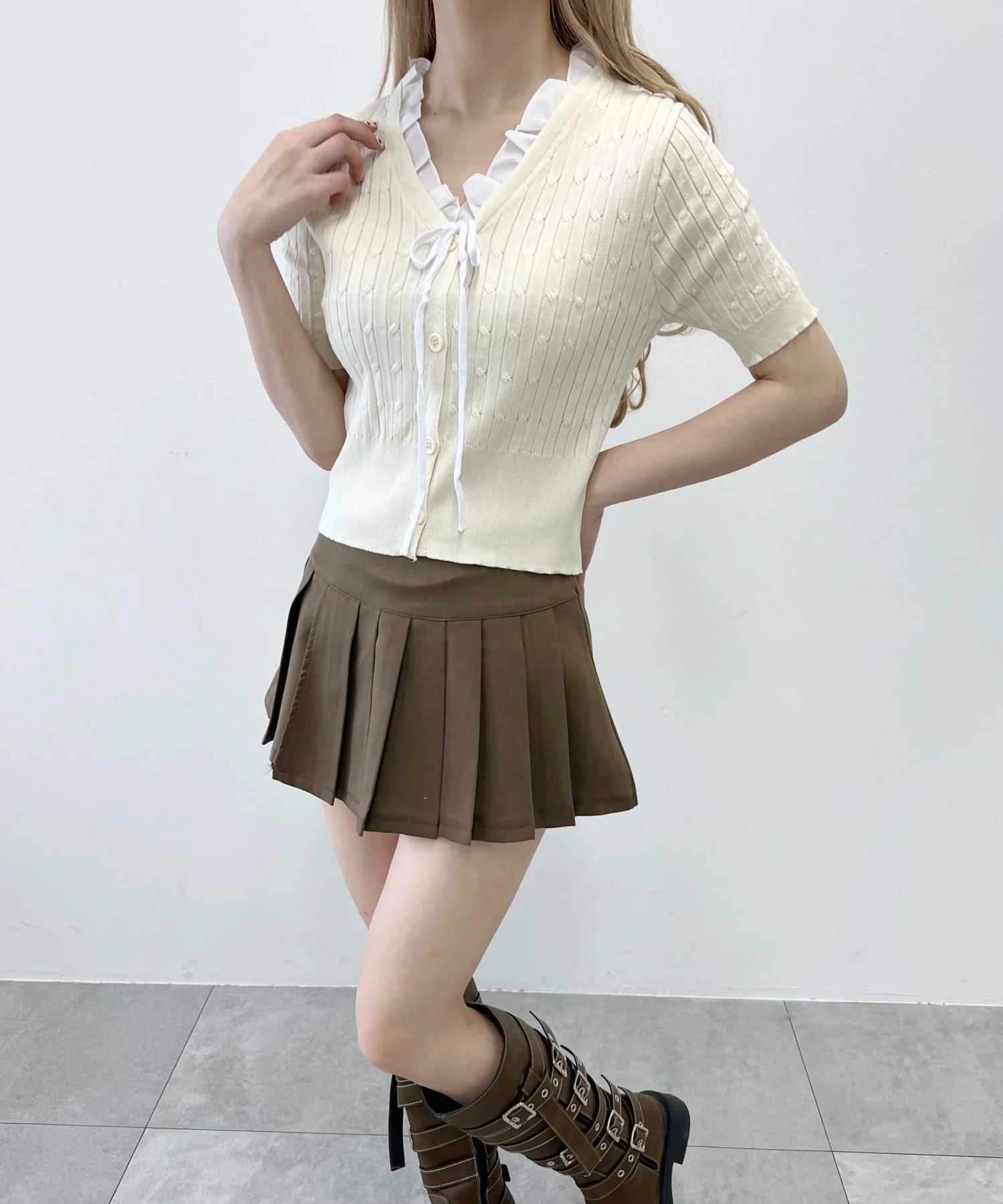 フリルネック半袖カーデ - Image 6