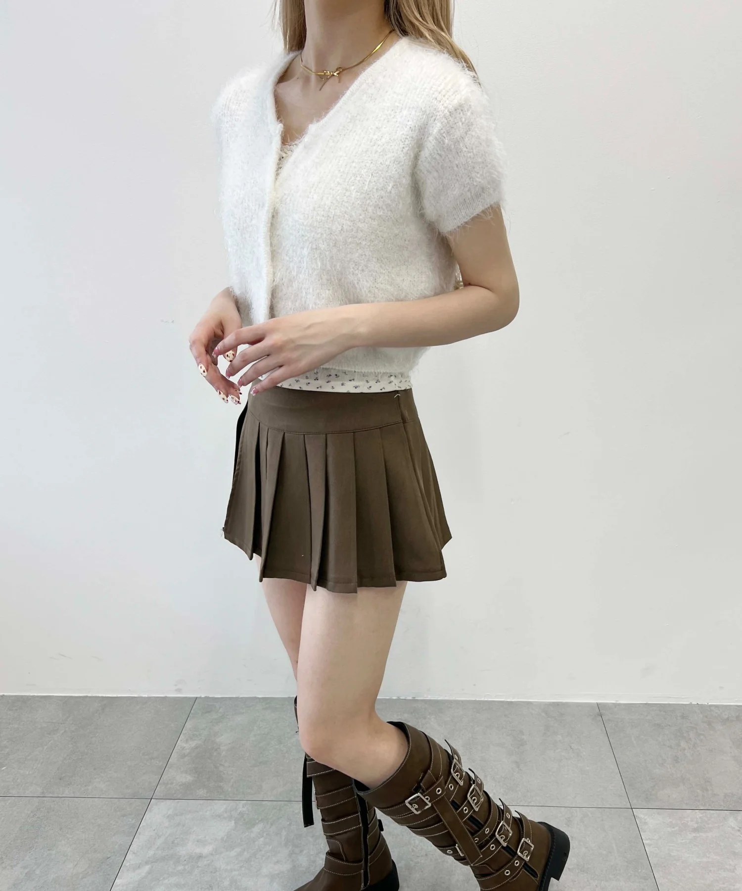 コンパクトシャギー半袖カーディガン - Image 10