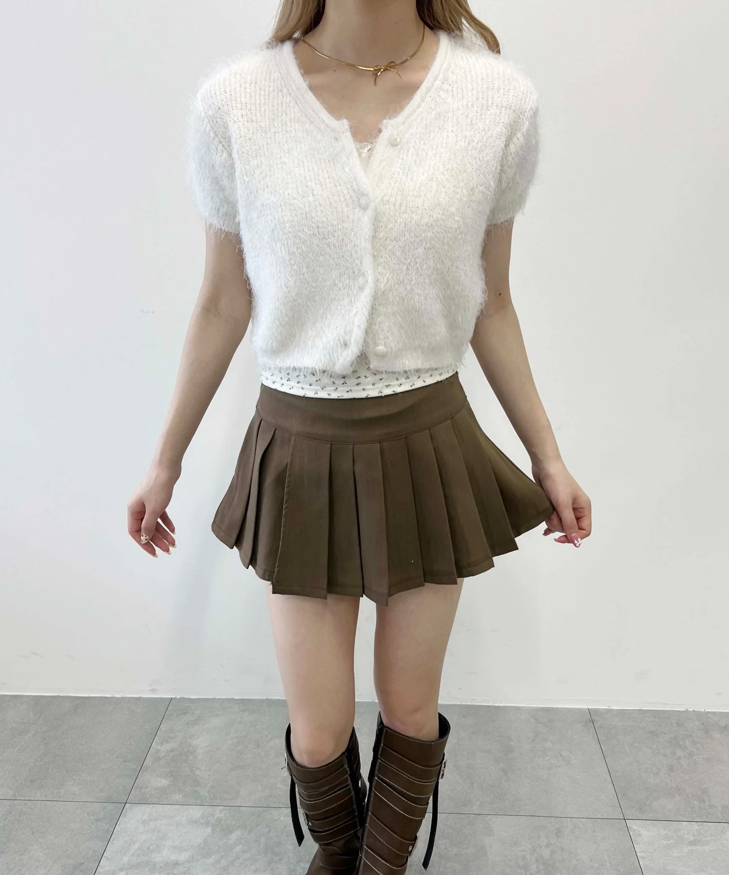 コンパクトシャギー半袖カーディガン - Image 11