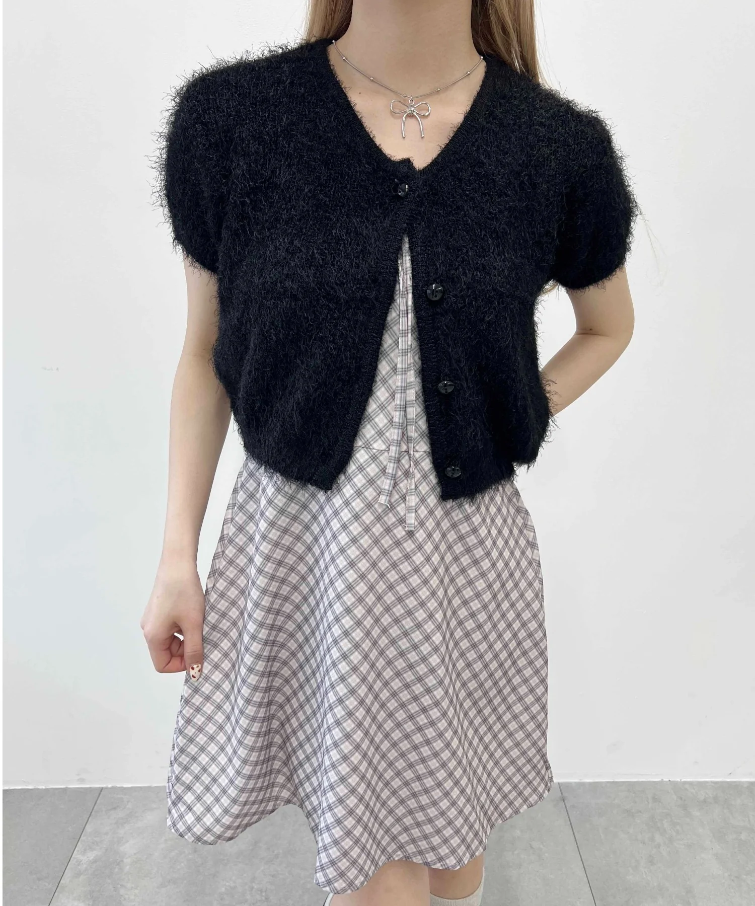 コンパクトシャギー半袖カーディガン - Image 13