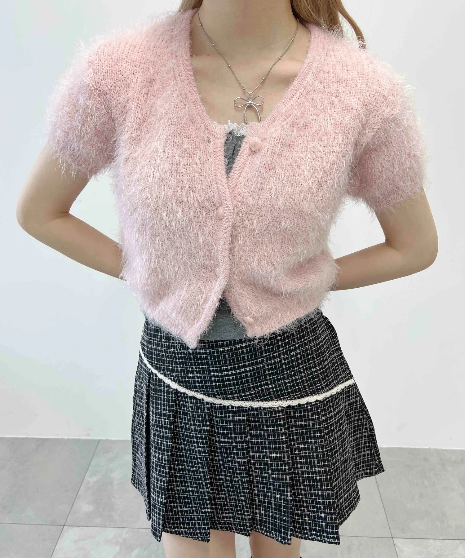 コンパクトシャギー半袖カーディガン - Image 5