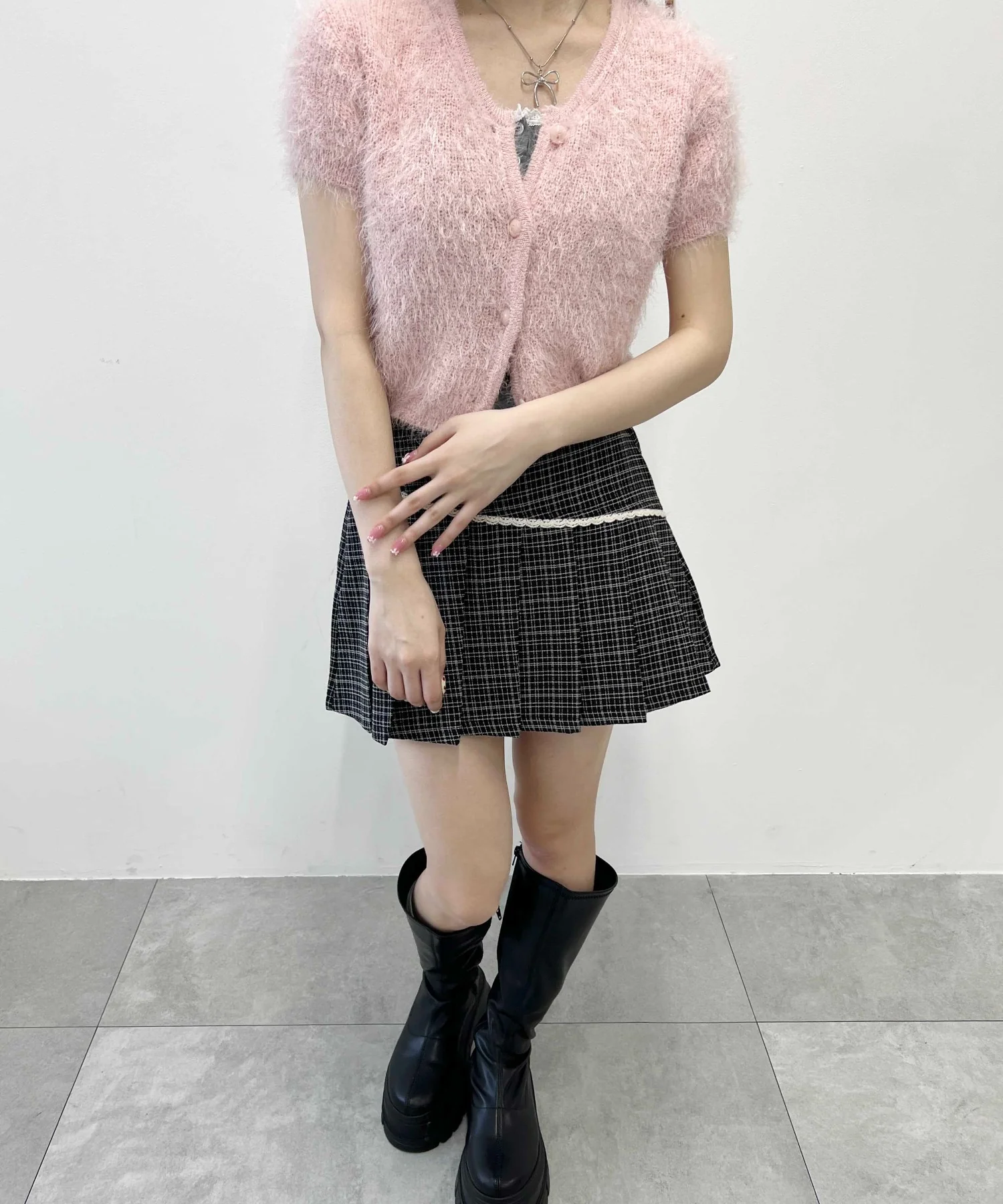 コンパクトシャギー半袖カーディガン - Image 6