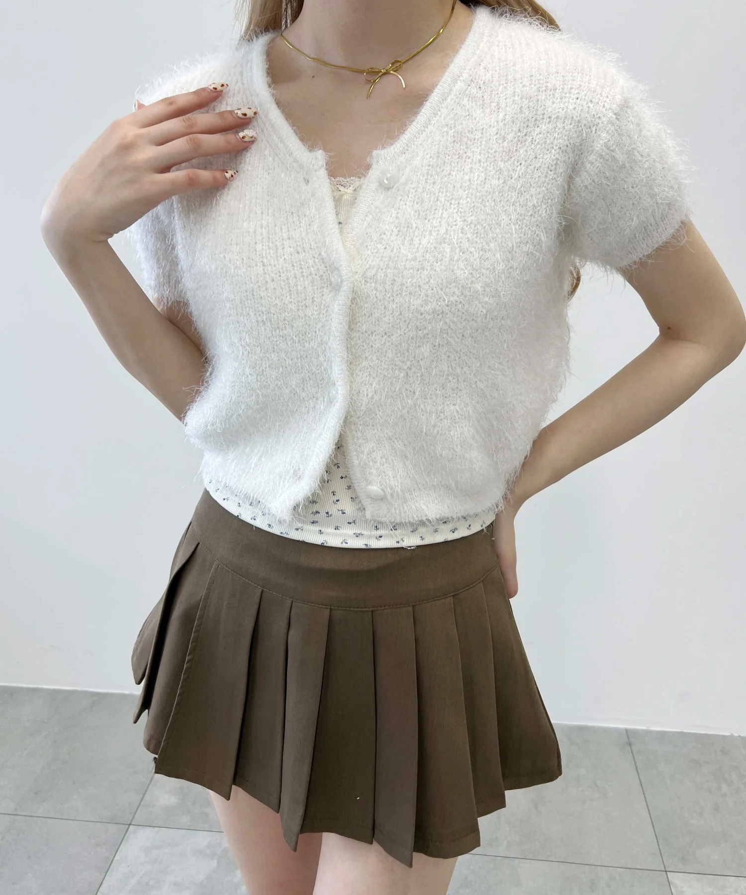 コンパクトシャギー半袖カーディガン - Image 7