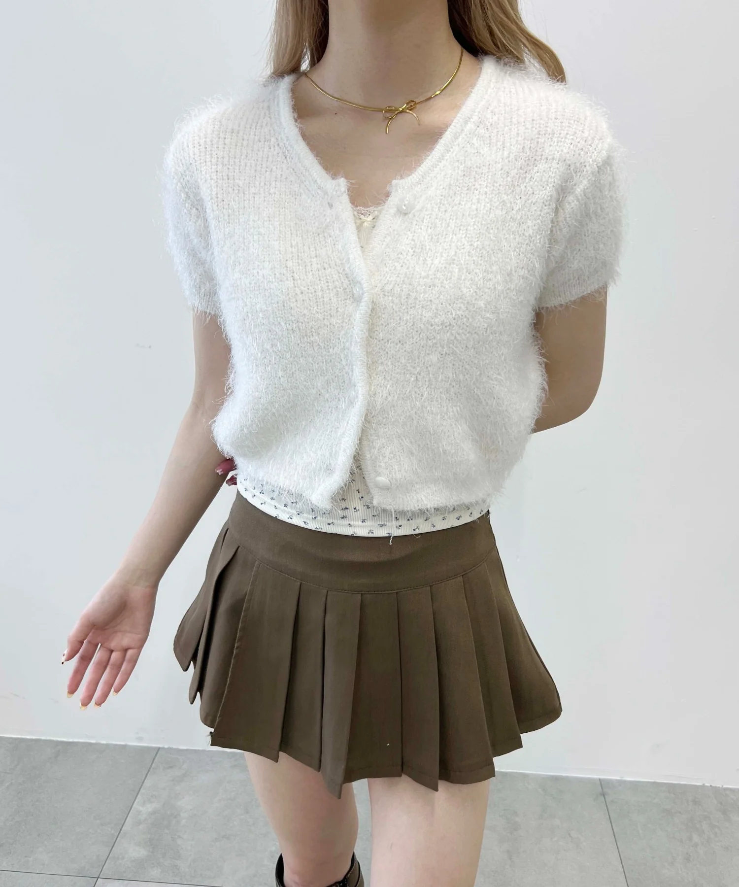 コンパクトシャギー半袖カーディガン - Image 9