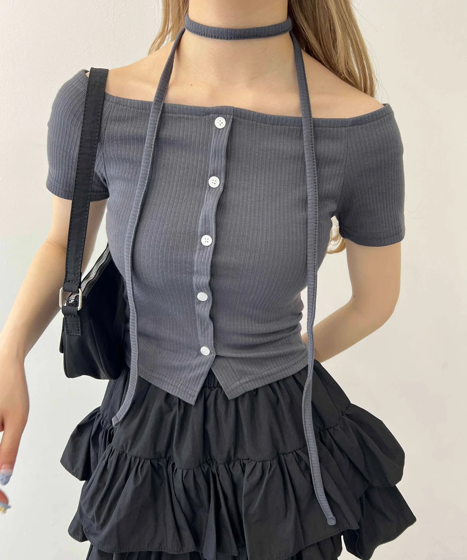 チョーカーセットオフショルTシャツ - Image 2